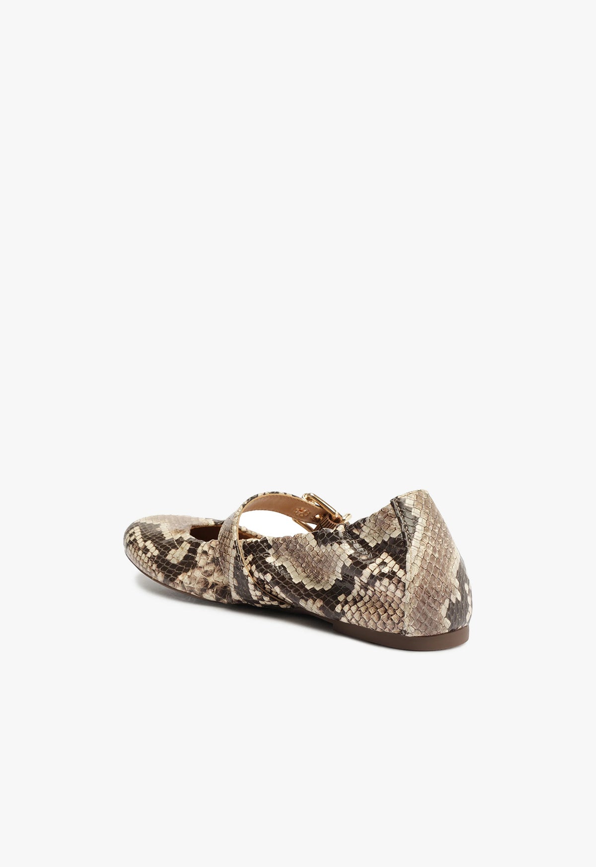 Calita Women's Snake Embossed Leather Flat Shoes - Comfortable Slip-On Loafers for Casual Wear, Office & Travel