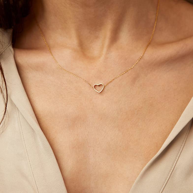14K Gold Plated Dainty Hollow Choker Necklace for Women - Minimalist Trendy Jewelry Gift for Birthday, Anniversary & Everyday Wear