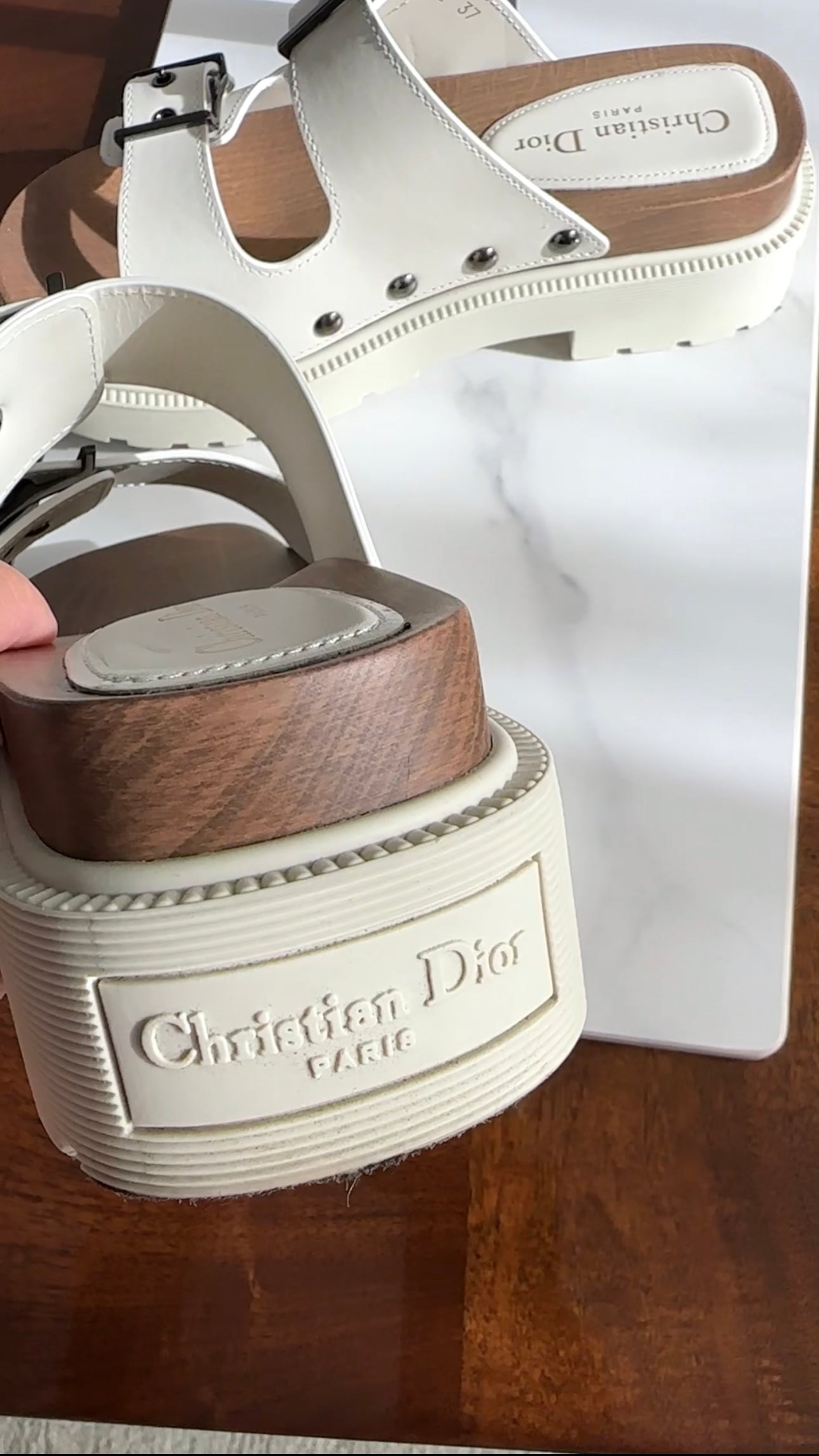 Christian Dior Diorquake Ivory Leather Clog Sandals Size 37 | Luxury Designer Slide Sandals for Women | Perfect for Summer, Beach & Casual Outings