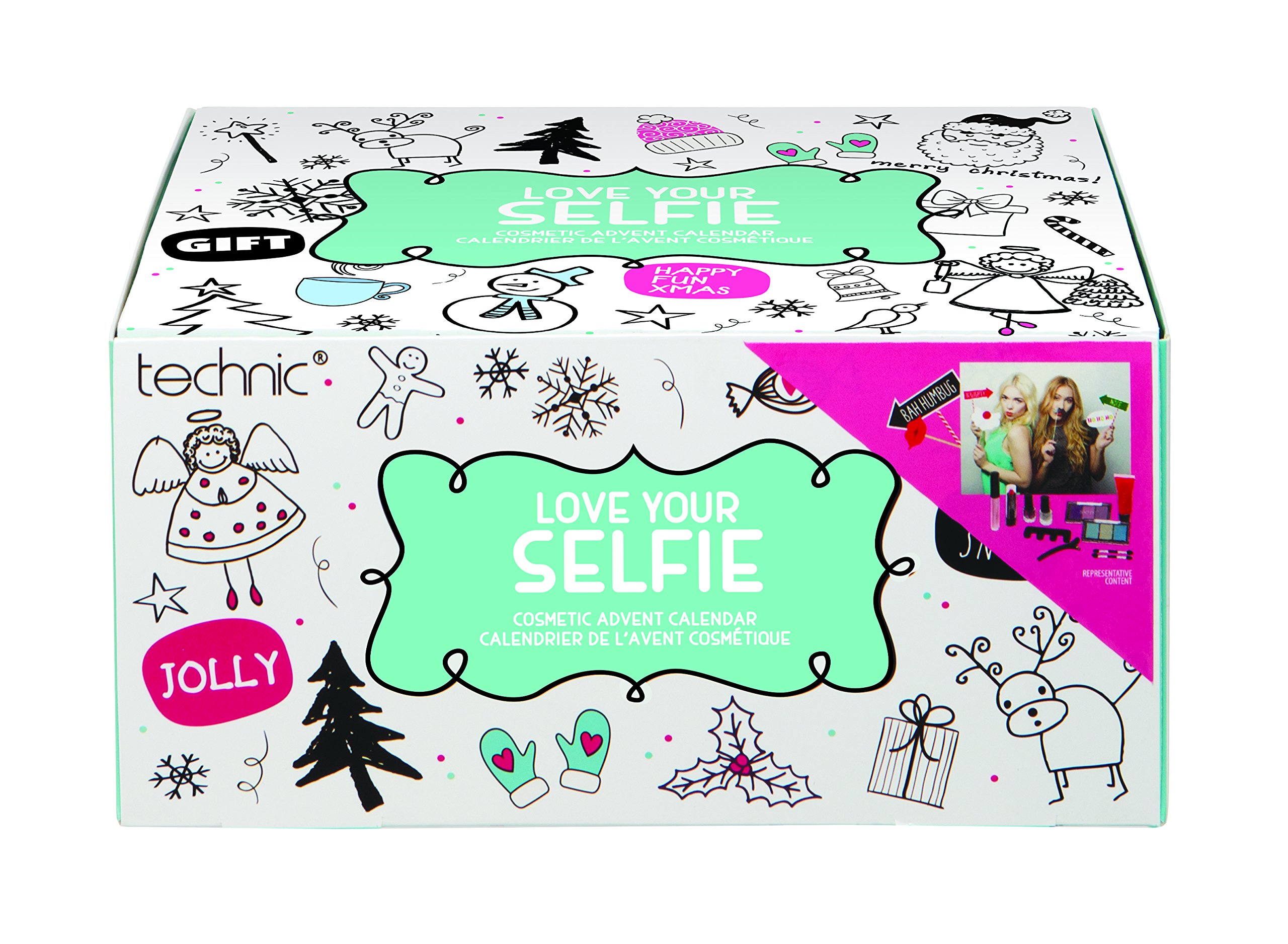 Technic Love Your Selfie Cosmetic Advent Calendar - 24-Piece Makeup Set for Holidays & Gifts | Perfect for Christmas Countdown, Beauty Lovers & Self-Care Routines