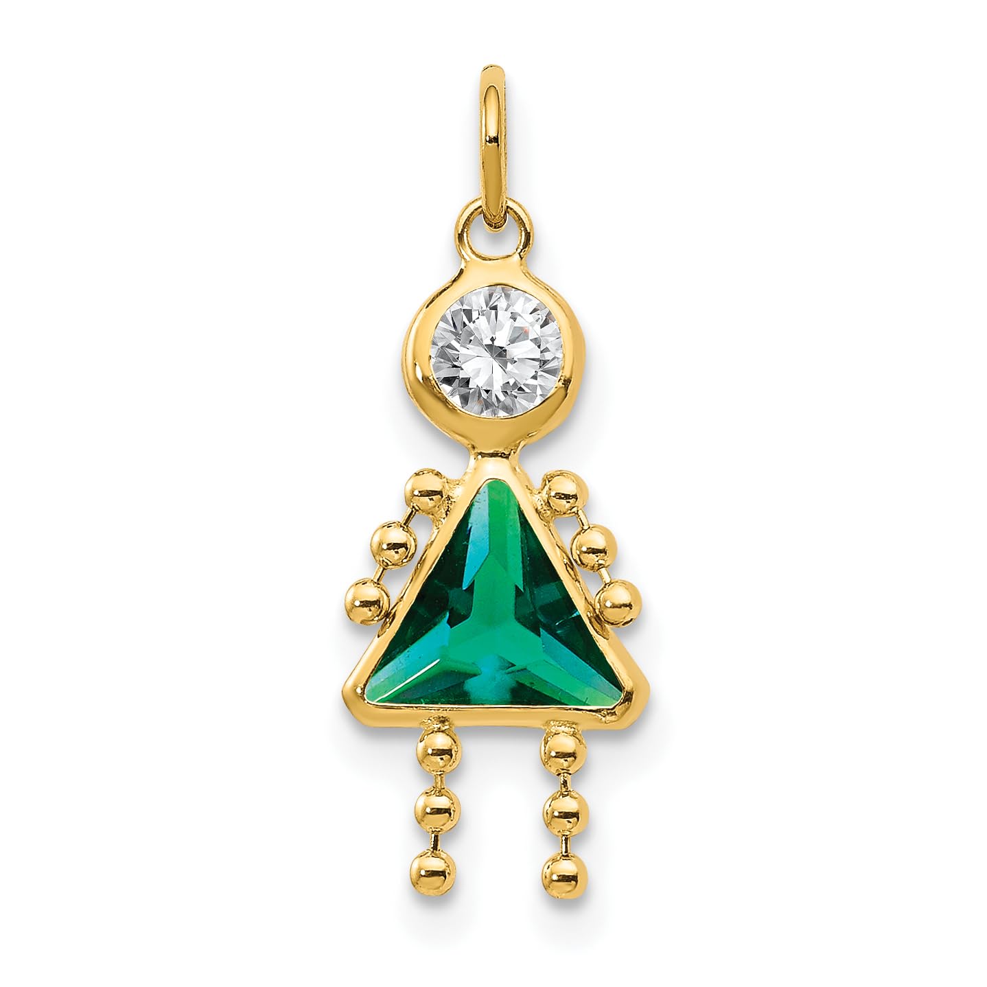 14K Yellow Gold May Birthstone Charm for Girls - Perfect for Birthdays, Gifts & Jewelry Collections