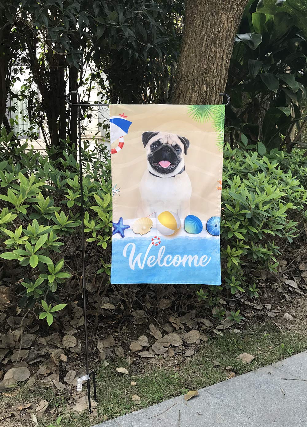 BAGEYOU Fall Dog House Flag - Cute Pekingese Dog in Pumpkin Patch with Autumn Maple Leaves, Double-Sided 28x40 Inch Outdoor Banner for Porch, Yard & Seasonal Home Decor