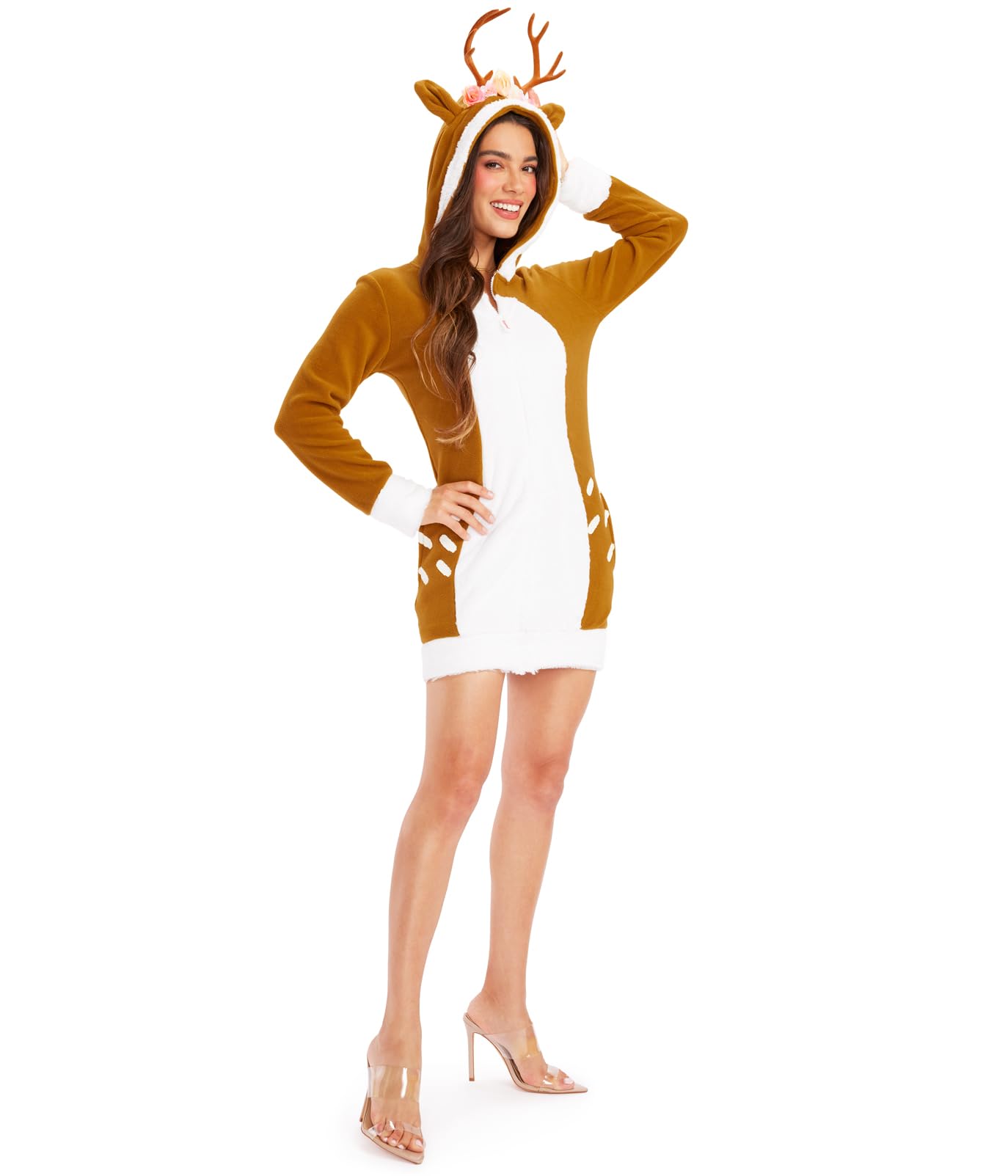 Wildly Cute Women's Halloween Costume Dress - Fun Animal Print Zip-Up Outfit for Adults | Perfect for Halloween Parties, Cosplay & Themed Events