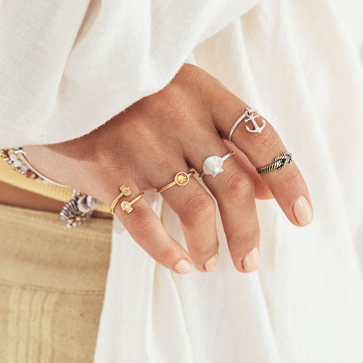 Anchor Charm Ring - Nautical Jewelry for Women, Sterling Silver or Gold Plated, Minimalist Dainty Stackable Band - Perfect for Beach, Vacation, and Everyday Wear
