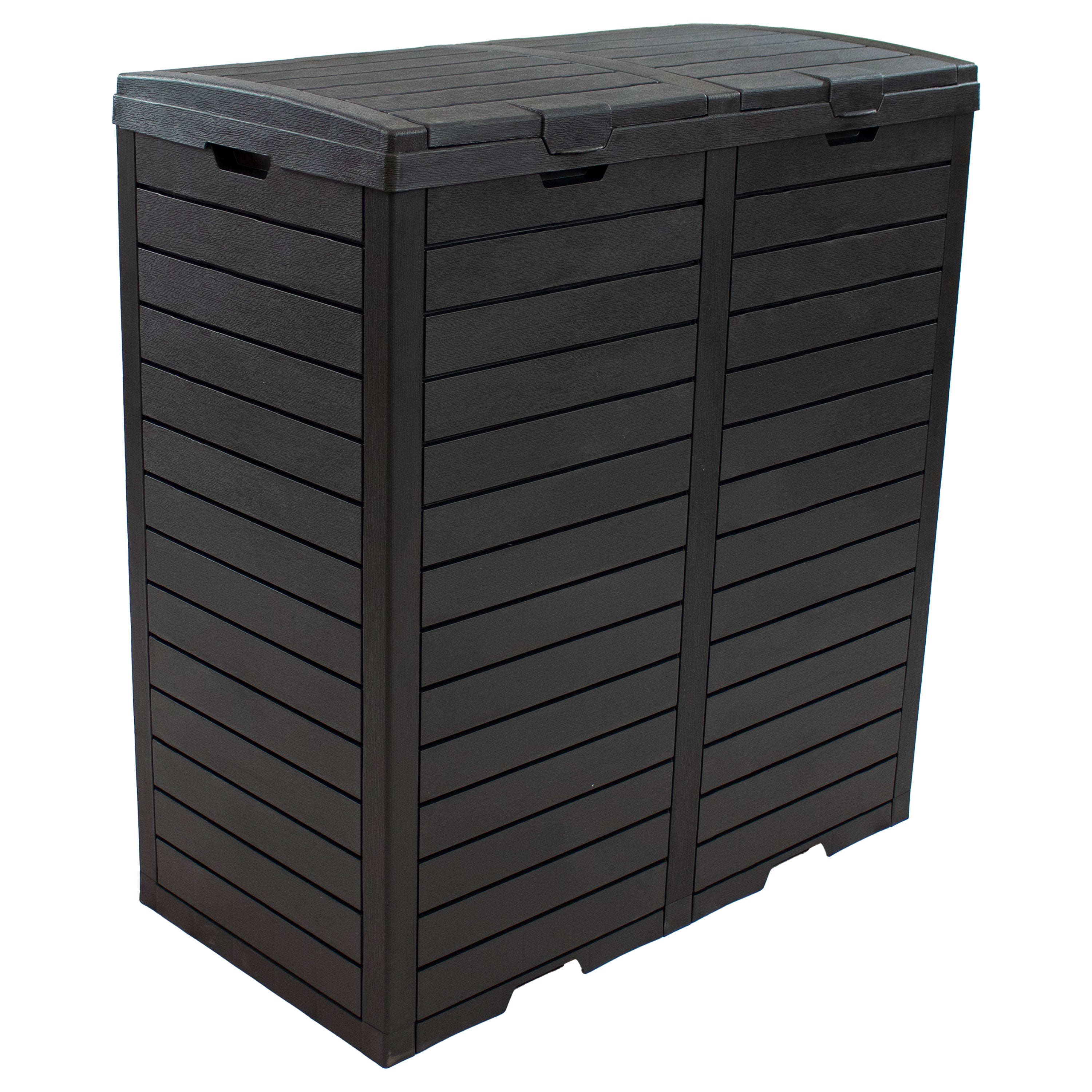 Sunnydaze Outdoor Patio Trash Can with Lid - Durable Waterproof Garbage Bin for Backyard, Deck, Poolside & Garden Waste Disposal