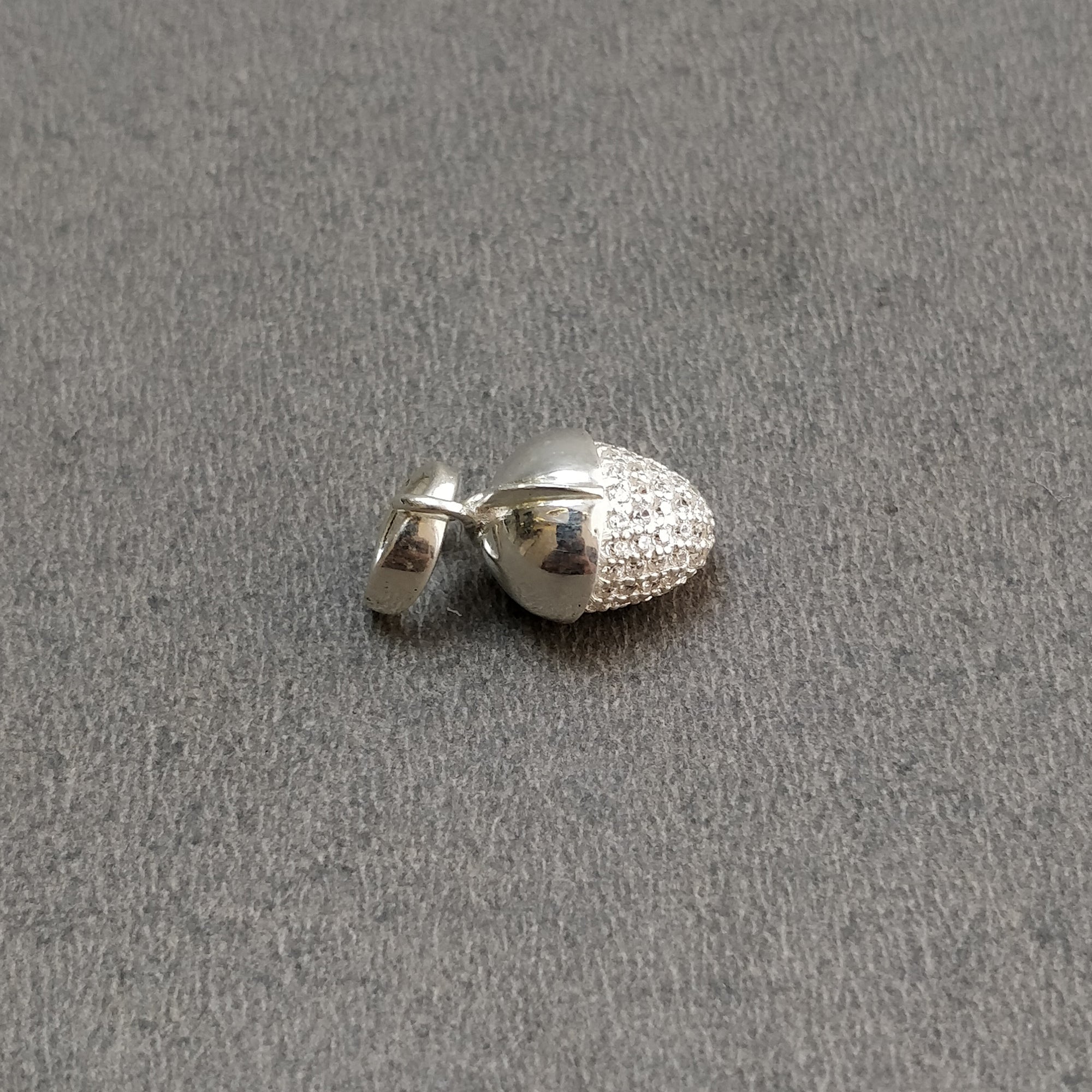 5.00gms Sterling Silver Cubic Zirconia Pendant - Mini Bullet & Leaf Loop Design | Elegant Jewelry Gift for Women | Perfect for Birthdays, Anniversaries & Special Occasions