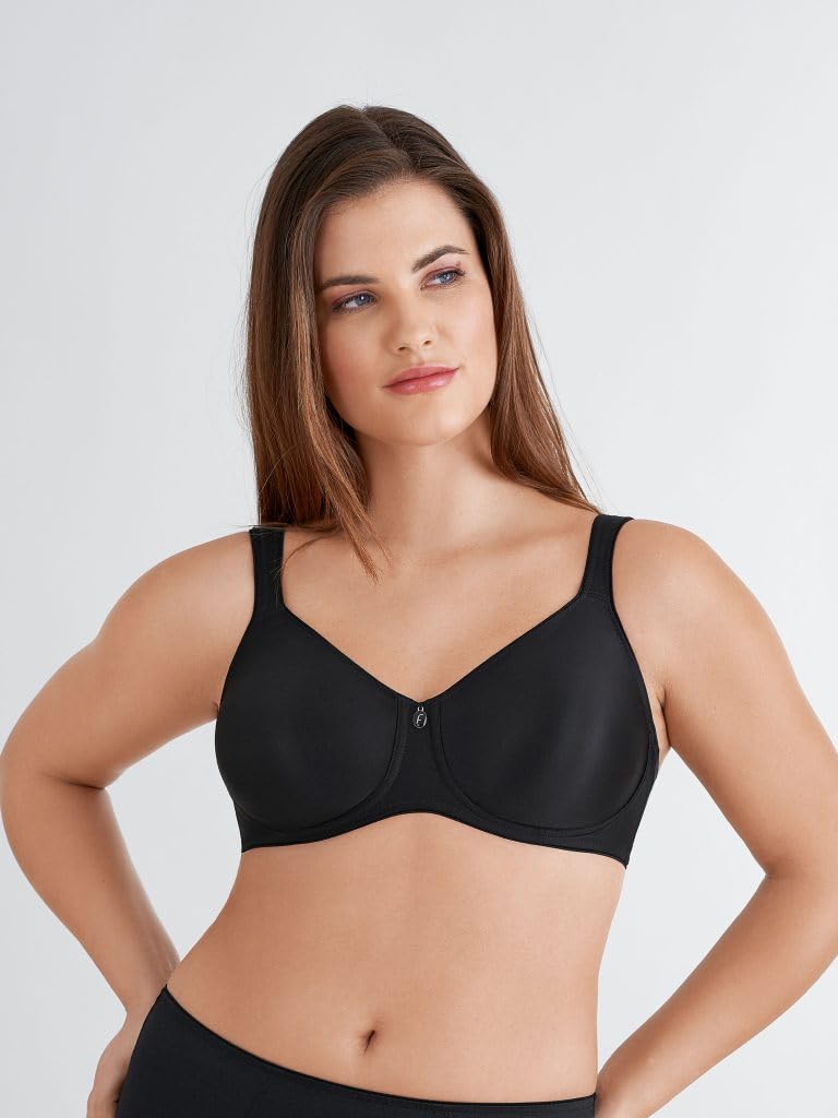 Felina Pure Balance Molded Wire-Free Bra - Comfortable Support for Full Bust (Black, 40E) | Perfect for Everyday Wear, Work & Yoga