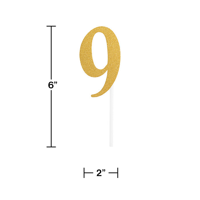 12-Piece Bulk Gold Glitter #9 Cake Toppers for Birthday, Wedding & Party Decorations - Perfect for Cupcakes, Desserts & Celebration Cakes