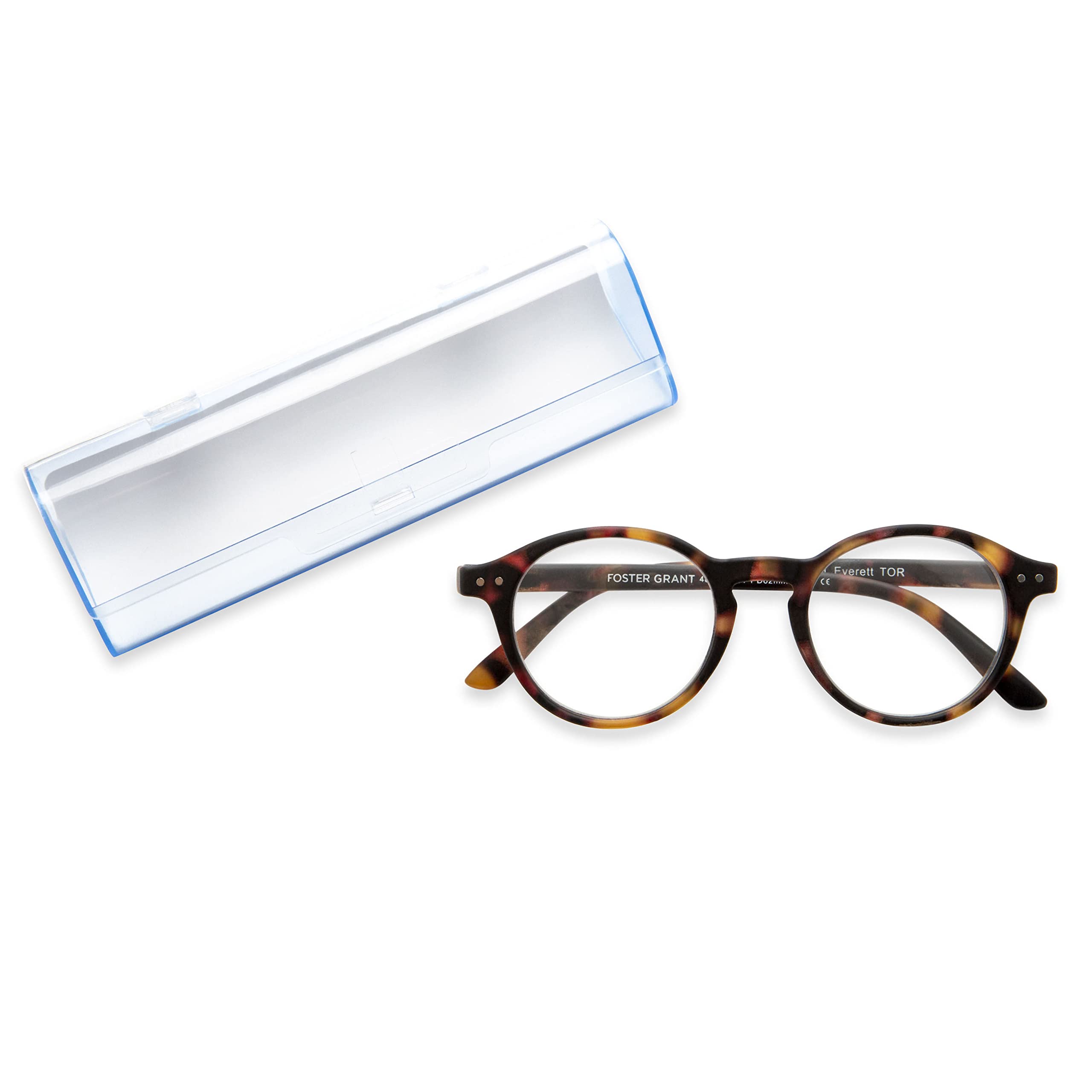 Foster Grant Everett Pop of Power Bifocal Blue Light Blocking Round Reading Glasses for Men & Women - Computer, Office & Screen Use