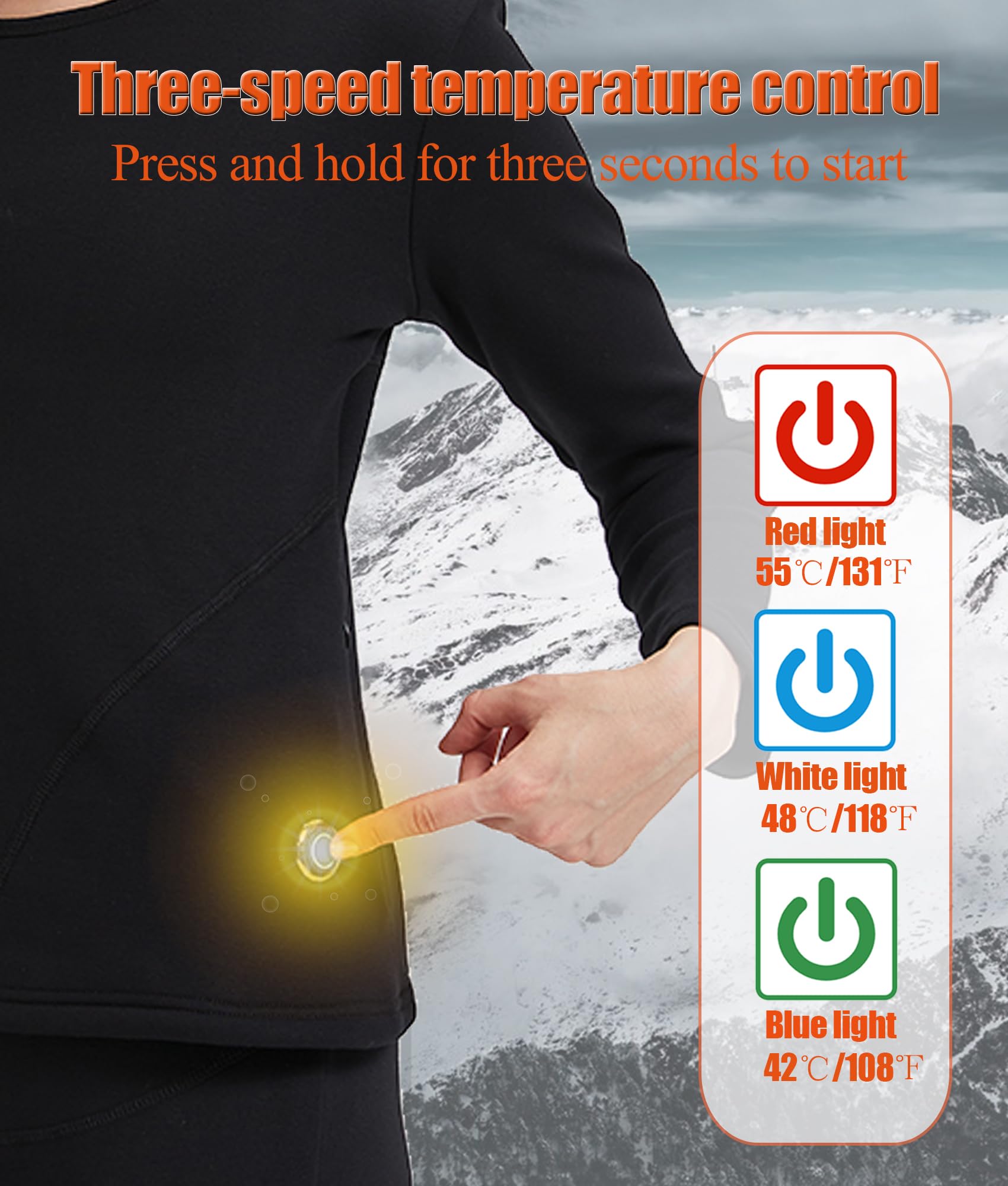 Men's Heated Thermal Underwear Set - Winter Warm Base Layer for Skiing, Hiking & Outdoor Activities | Cold Weather Thermal Underwear for Men