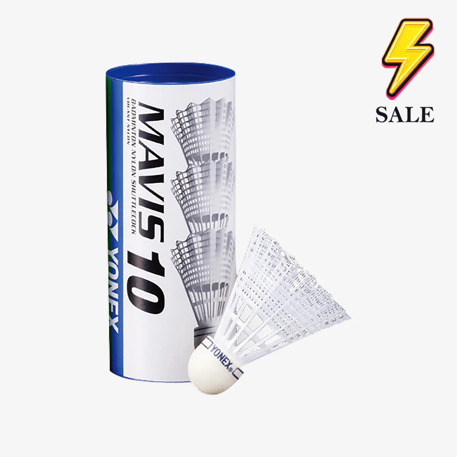 Yonex Mavis 10 Nylon Badminton Shuttlecocks - 3 Pack White Featherless Training Birdies for Indoor/Outdoor Sports & Backyard Games