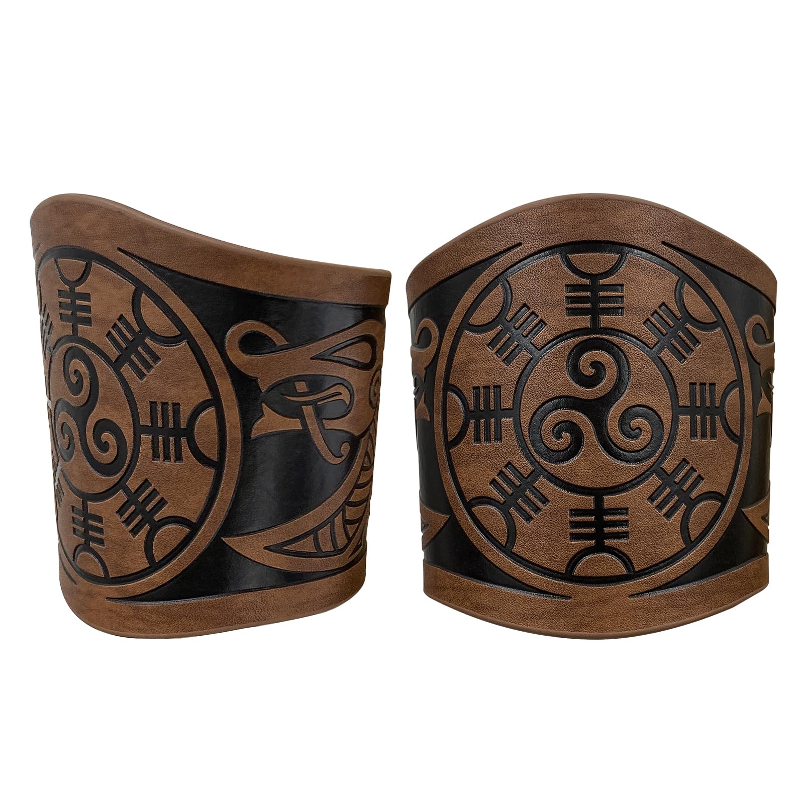 JAOYU Medieval Leather Bracer Set - 2PCS Viking Armor Vambrace Wrist Guards for LARP, Cosplay & Renaissance Fairs | Durable Leather Gauntlet Cuffs for Historical Reenactment & Costume Accessories