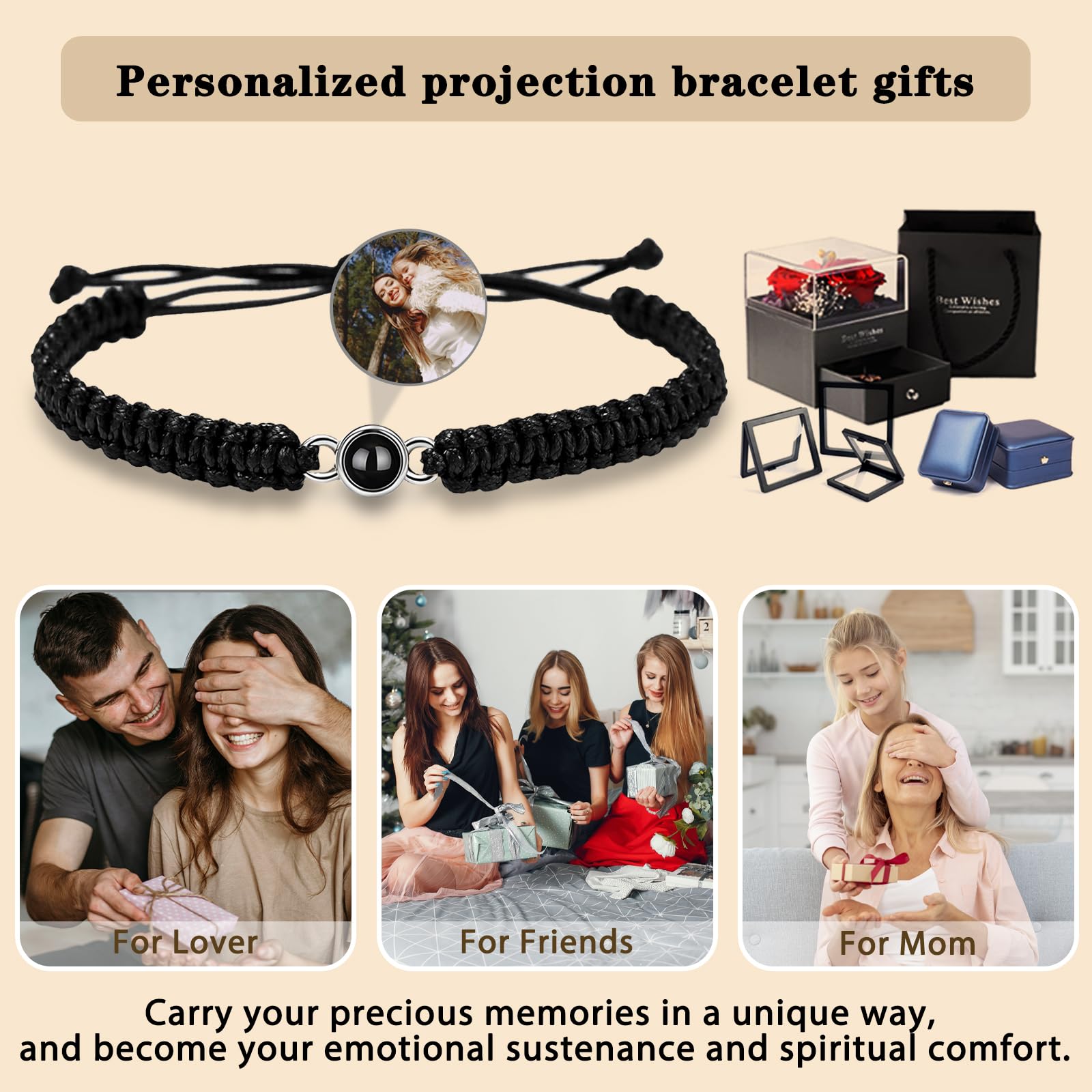 Custom Photo Bracelet for Women - Personalized Engraved Memorial Jewelry with Picture Inside, Unique Valentines Gift for Wife & Girlfriend - Perfect for Anniversaries, Birthdays & Special Occasions
