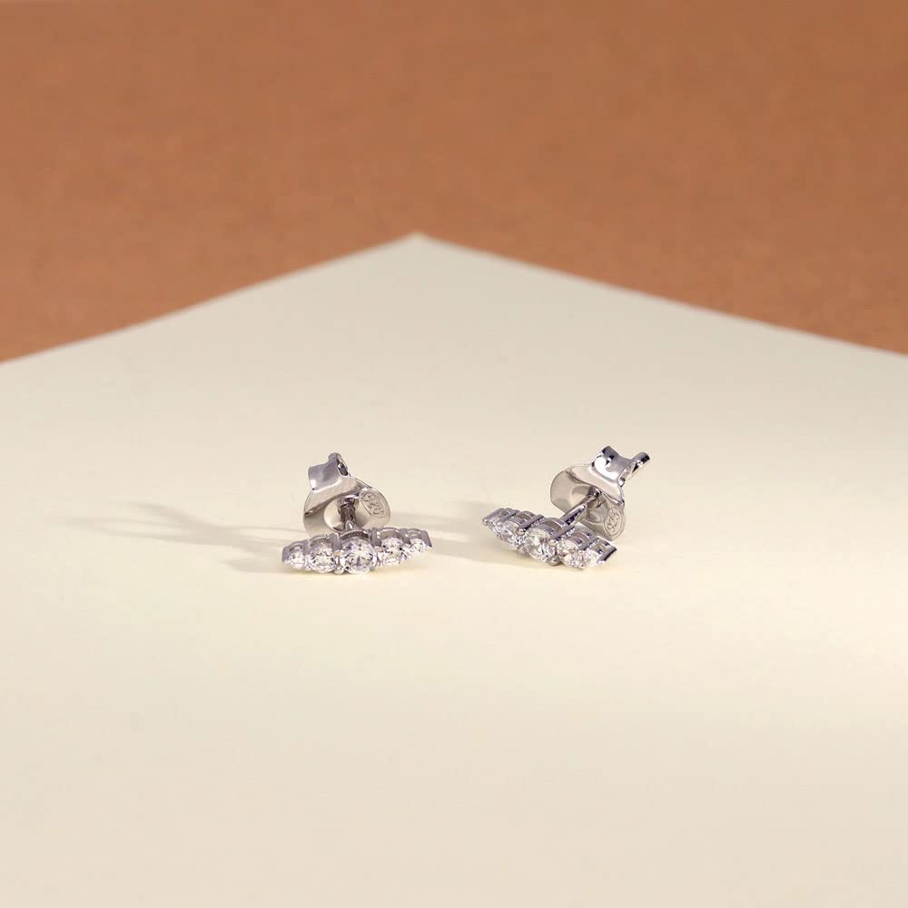 BERRICLE Sterling Silver Bar Cubic Zirconia CZ Fashion Stud Earrings for Women - Rhodium Plated Elegant Jewelry for Everyday Wear, Parties & Gifts