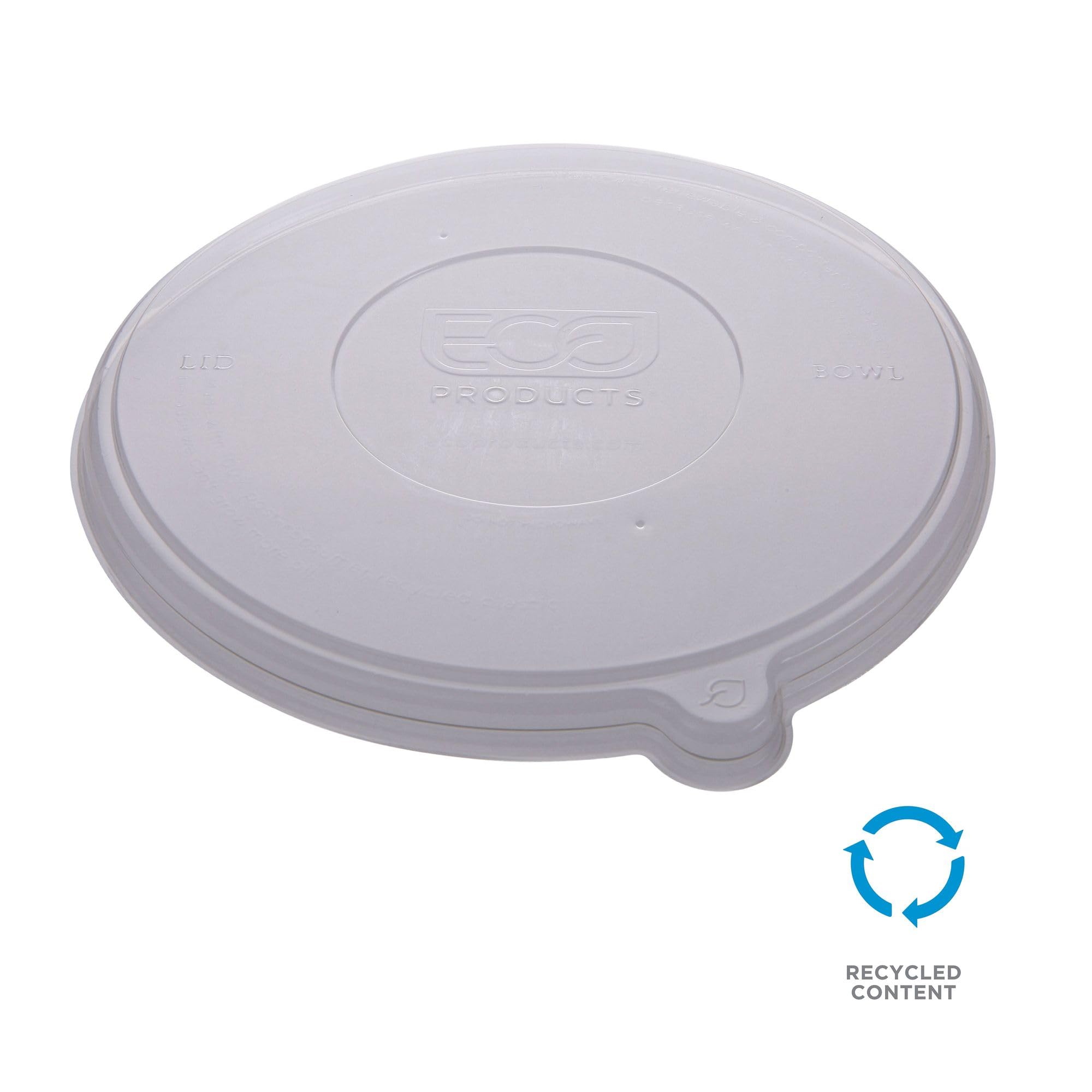 Eco-Friendly Recycled PET Flat Bowl Lids - Case of 400 | Fits 24-46oz Coupe & 16-40oz Noodle Bowls | 100% Recycled Plastic Bottle Material | Clear Disposable Food Container Lids for Restaurants, Cafes & Takeout Services