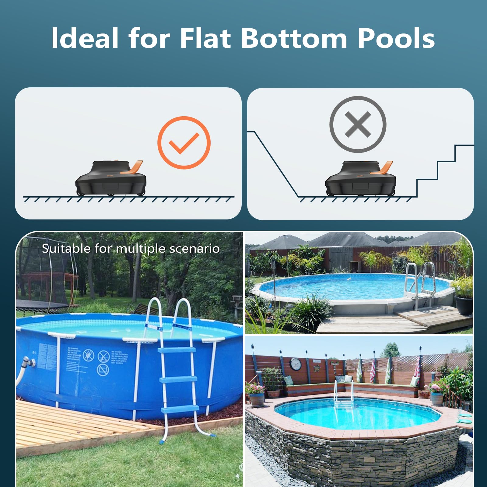 Best Cordless Robotic Pool Cleaner for Above Ground Pools - 120-150 Mins Runtime, Automatic Vacuum for Swimming Pools up to 33 Ft - Perfect for Inground & Above Ground Pool Maintenance, Leaves Water Sparkling Clean