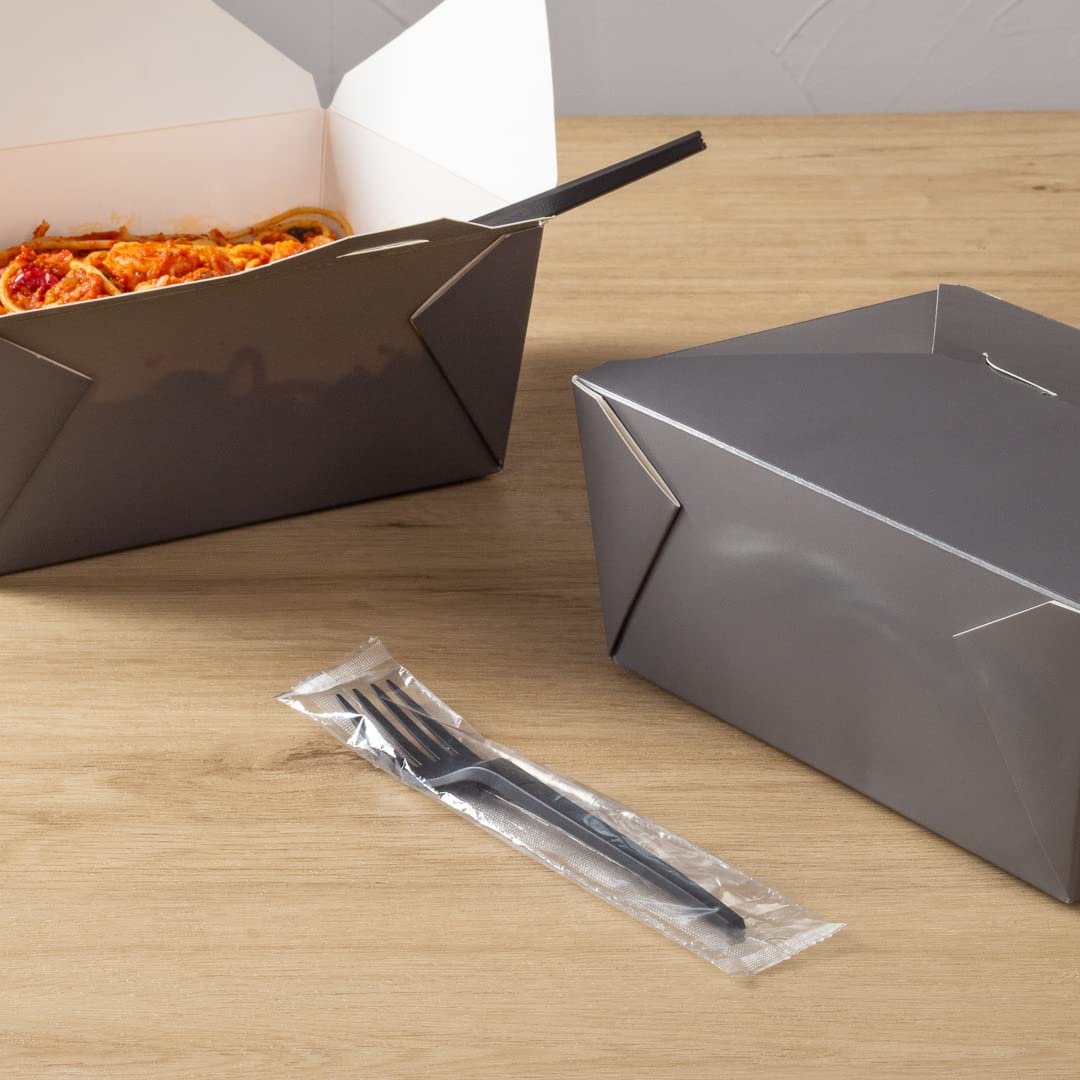 Eco-Friendly 6.5 Inch Compostable Forks - 250 Individually Wrapped Plant-Based Disposable Cutlery | BPI-Certified Black CPLA Plastic Utensils for Hot & Cold Foods | Perfect for Restaurants, Catering, Picnics & Outdoor Events