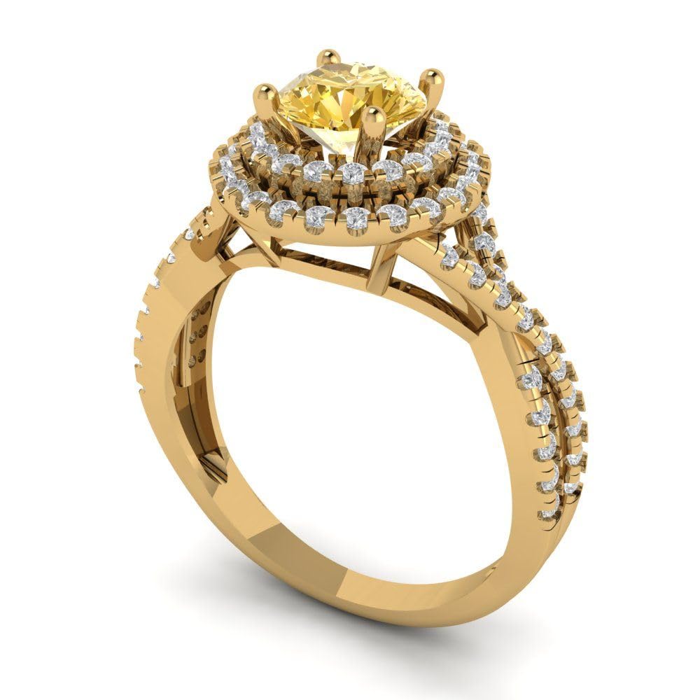 1.40ct Natural Yellow Citrine Ring 18K Gold for Engagement & Wedding
