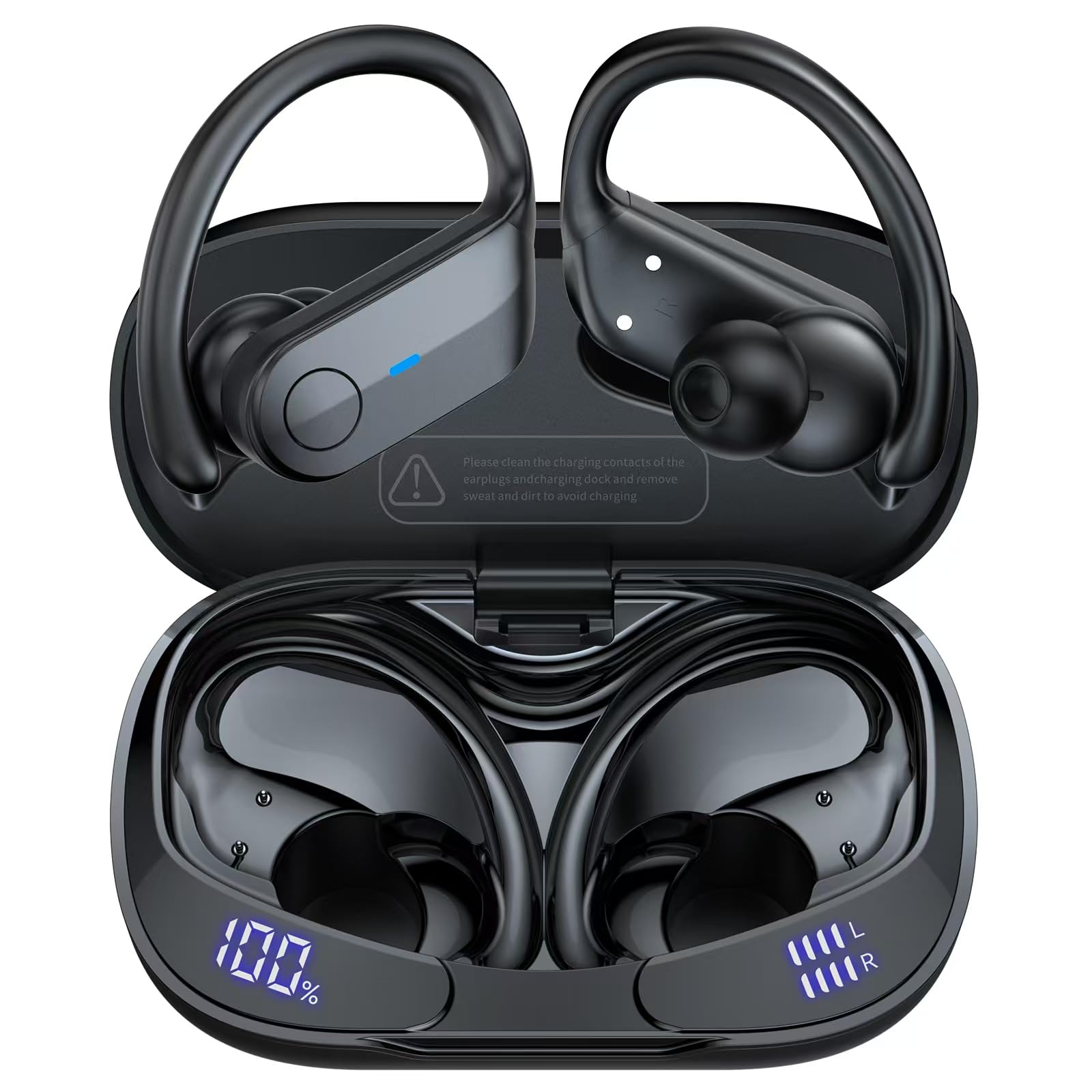 Wireless Bluetooth Earbuds 75Hrs Playtime, IPX7 Waterproof for Running Gym - Black