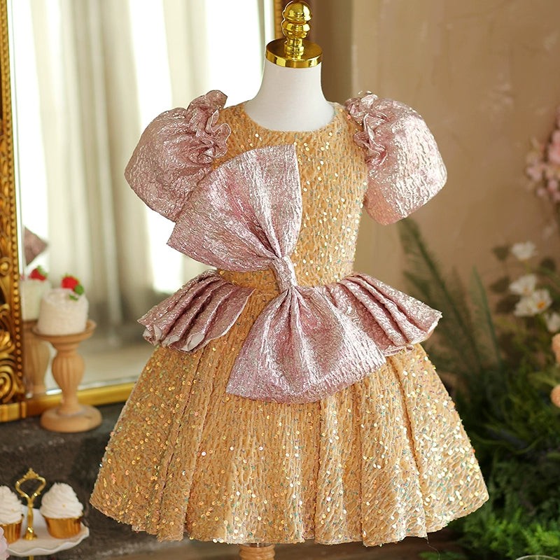 Christmas Sequin Party Dress for Girls - Elegant Princess Birthday Dress for Holiday Celebrations & Special Occasions