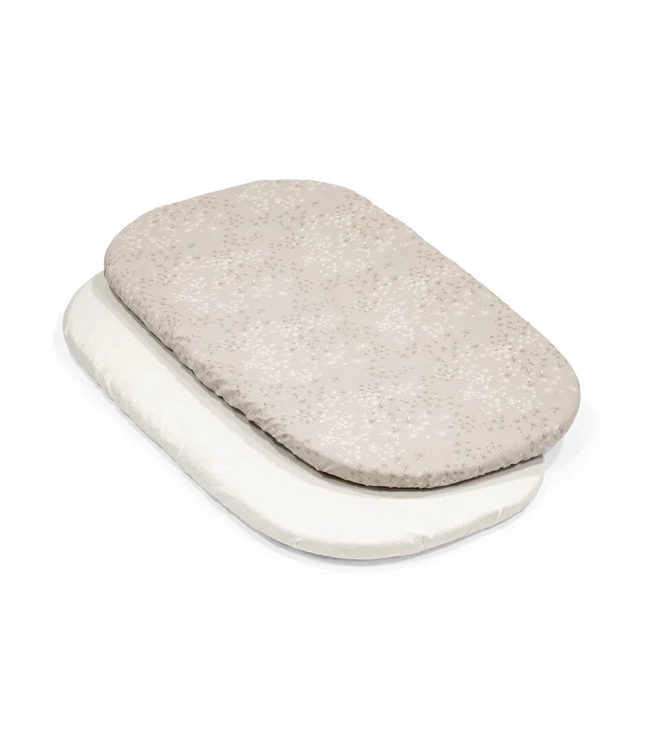 Stokke Snoozi Fitted Sheet 2 Pack - Dandelion Beige & Vanilla Cream | Soft Baby Crib Sheets for Stokke Sleepi Bassinet | Perfect for Nursery, Daycare & Travel