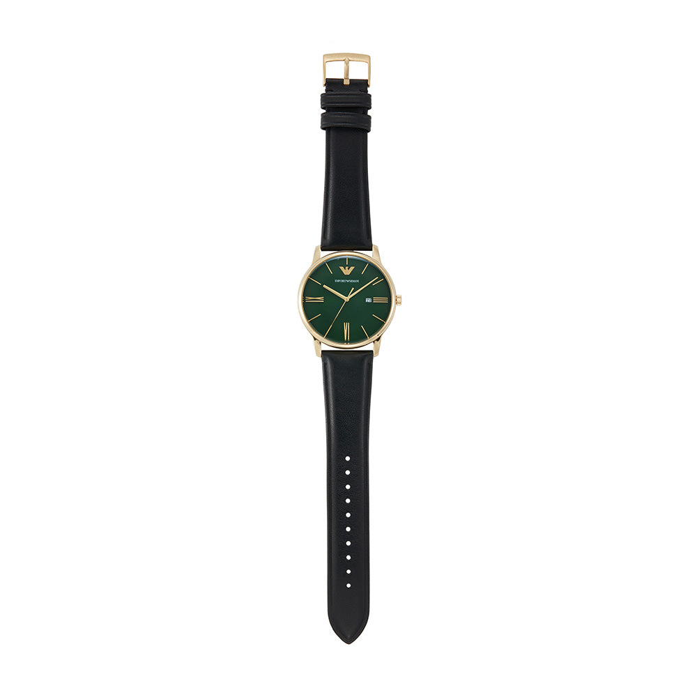 Emporio Armani AR11601 Minimalist Men's Leather Strap Watch - Luxury Analog Wristwatch for Business, Casual & Formal Occasions