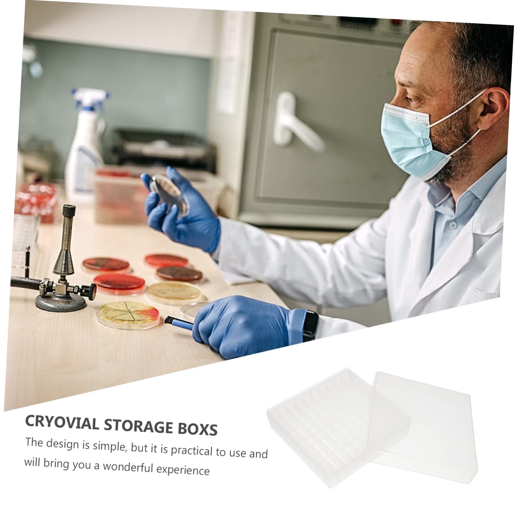 PP Transparent Cryogenic Microtube Storage Box - Freezer Safe Translucent Tube Organizer for Cryovials & Vials | Ideal for Lab, Medical, and Research Sample Storage