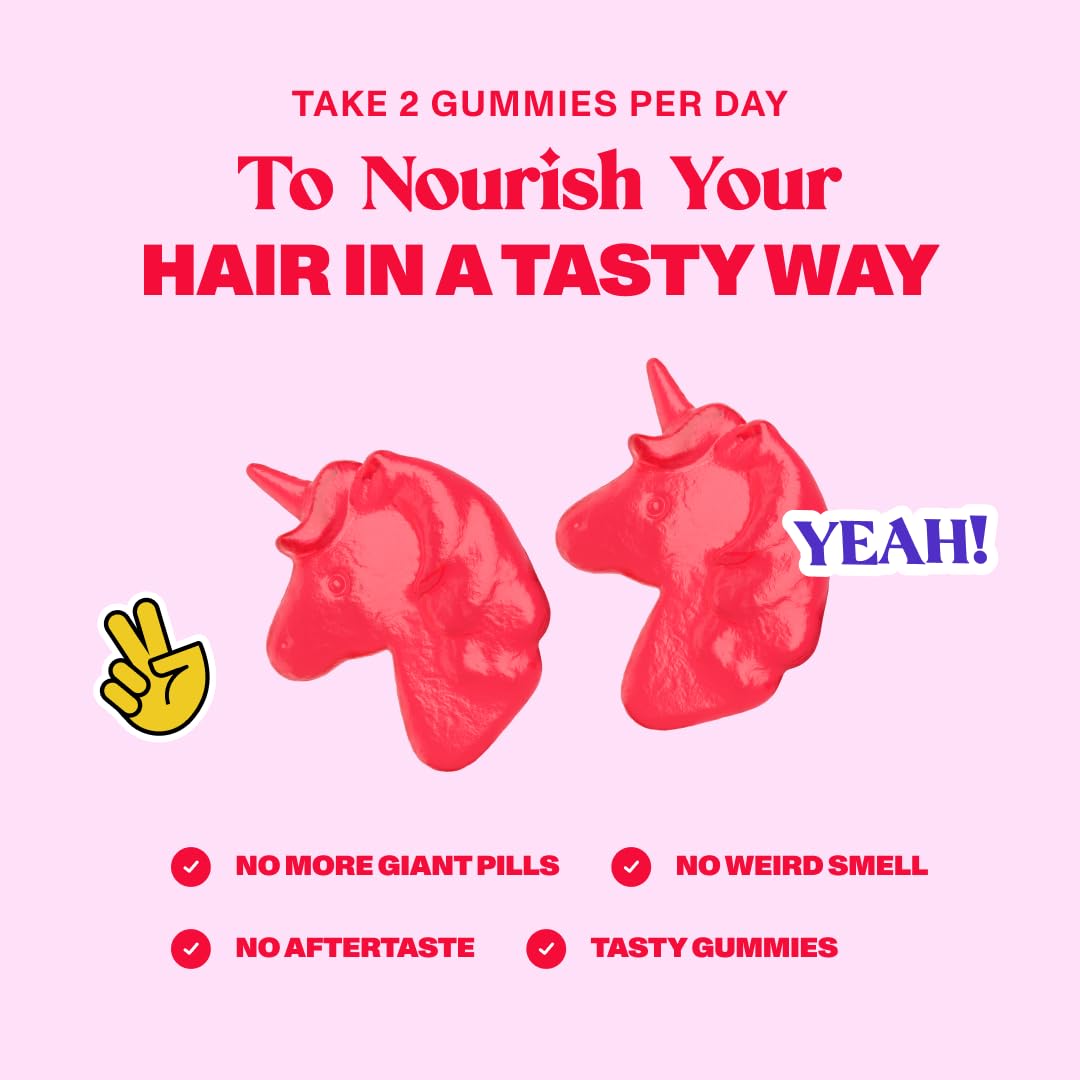 60 Count Hair Growth Gummies with 5000mcg Biotin - Vegan, Non-GMO Vitamins for Women to Promote Faster Hair Growth & Healthy Skin & Nails - Perfect for Daily Beauty Routine & Thinning Hair Care