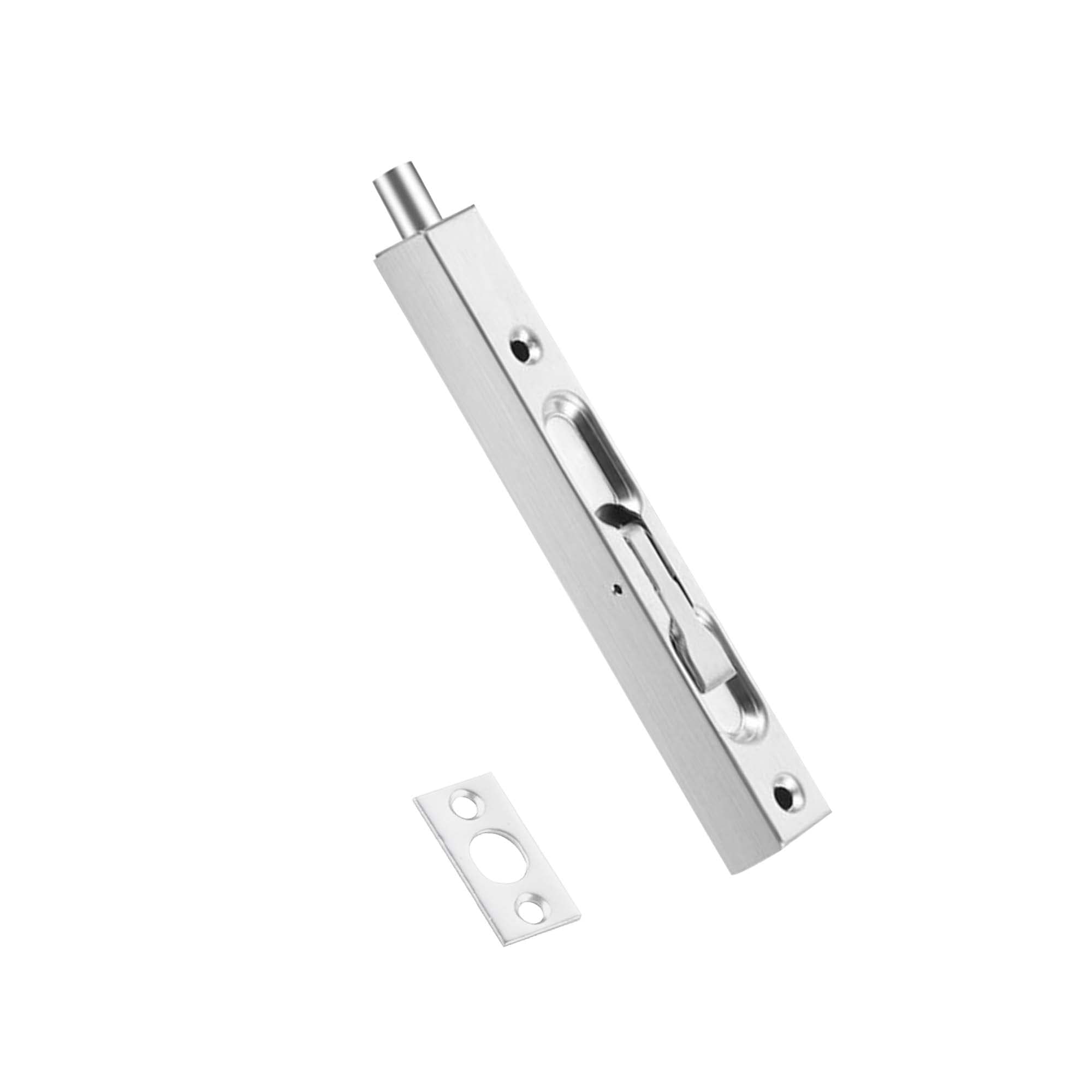 304 Stainless Steel Hidden Door Lock - 6 Inch Security Door Bolt Latch for French & Double Doors | Spring Dust Plug & Brushed Finish | Ideal for Home Security, Office & Commercial Use
