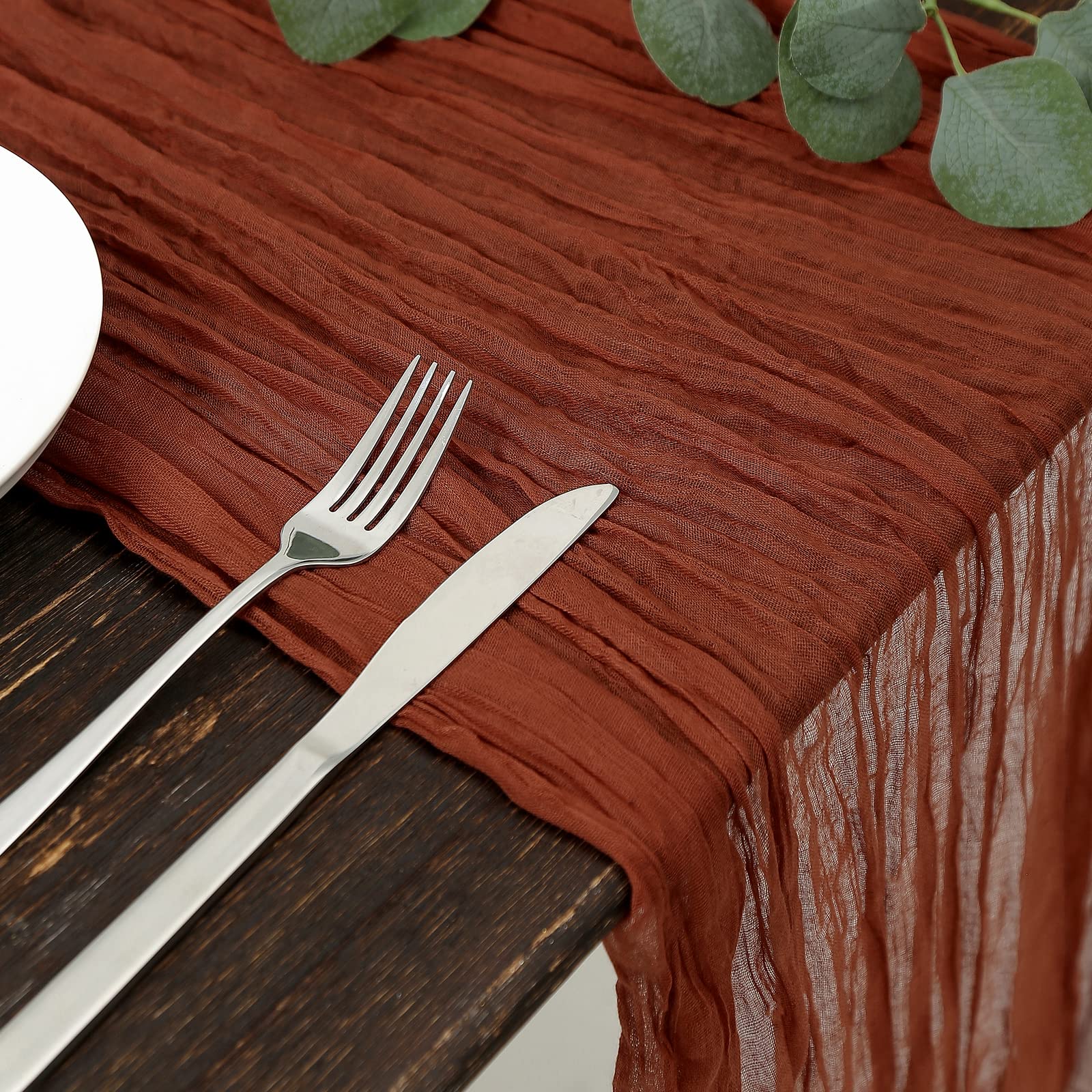 8PCS Boho Cheesecloth Table Runner Set - 13.3ft Rustic Gauze Table Decor for Thanksgiving, Weddings, Baby Showers & Parties | Elegant Sheer Fabric Runner for Cake Tables, Buffets & Holiday Decorations (160 Inches Long)