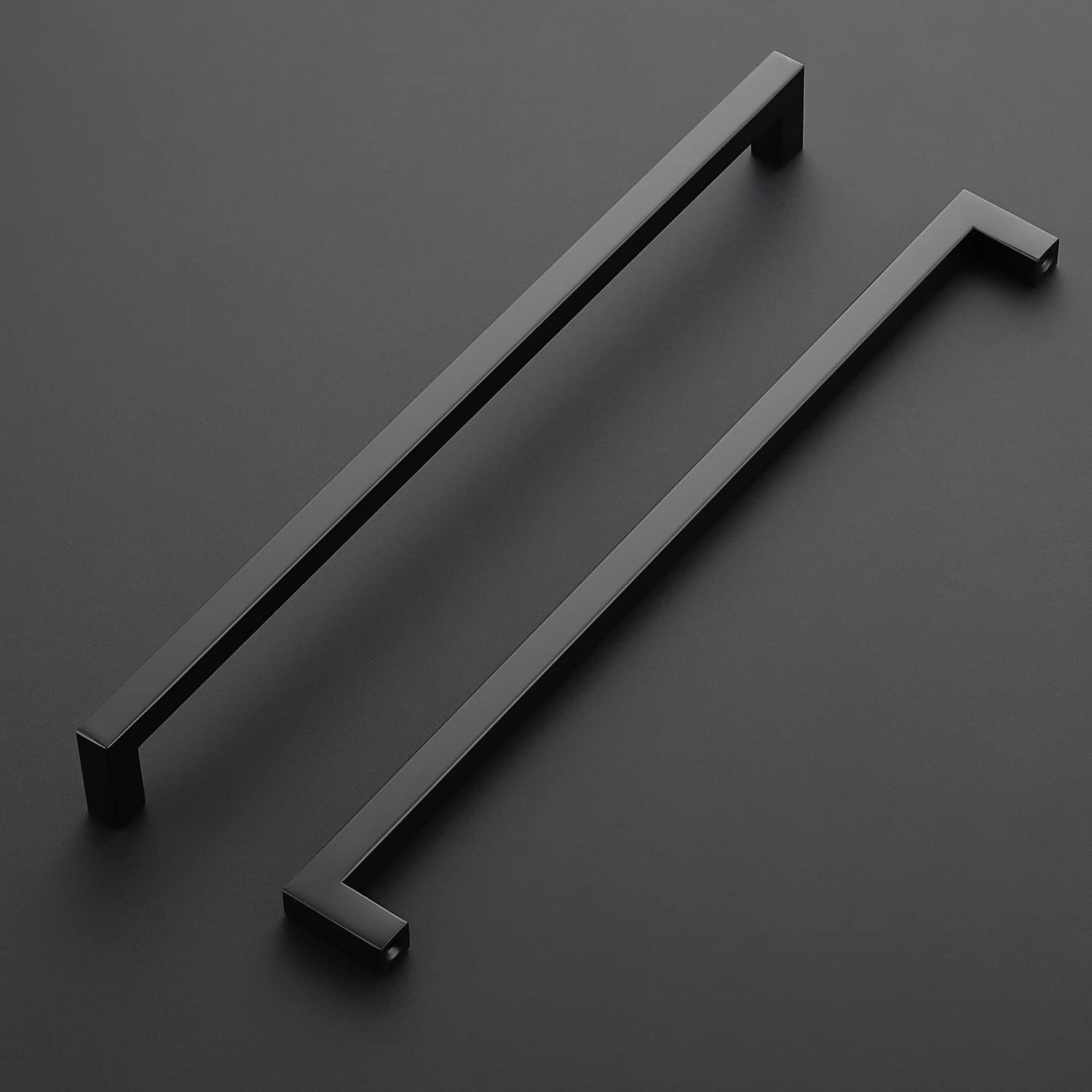 25 Pack Black Cabinet Pulls 12-3/5 Inch Square Cabinet Handles - Matte Black Kitchen Hardware for Drawers & Cabinets with Screwdriver Included - Perfect for Modern Kitchens, Bathrooms & Office Furniture