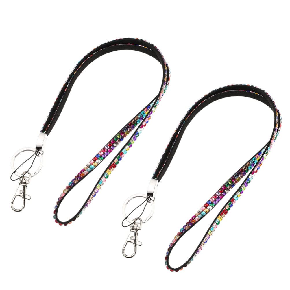 Hemobllo Rhinestone Phone Lanyard - 2PCS Beaded Neck Strap for Smartphones - Party & Work Accessory