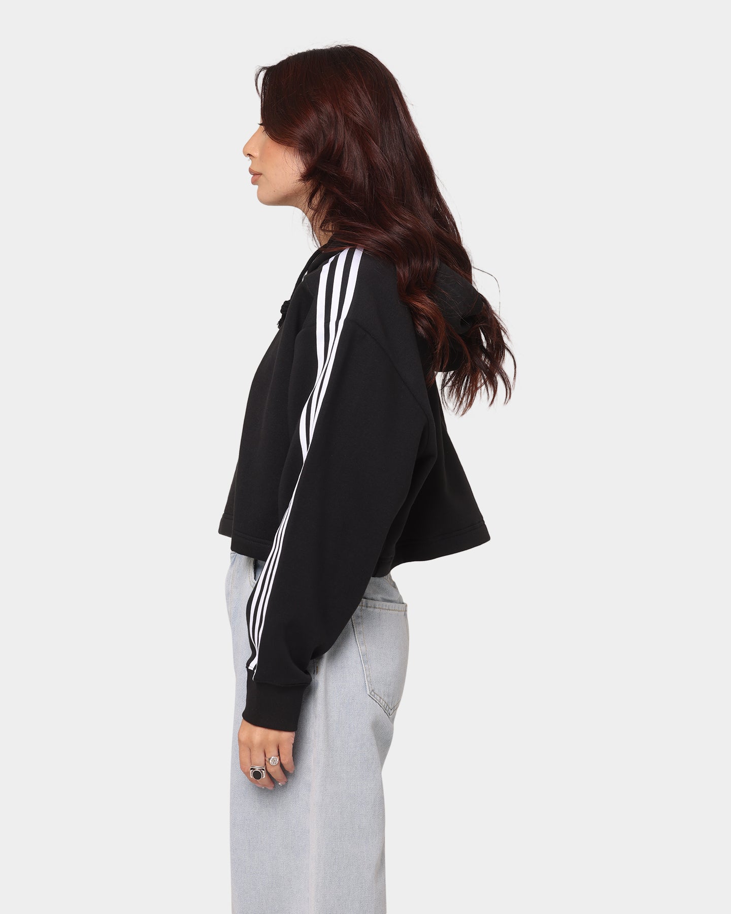 Adidas Women's Short Sleeve Hooded Sweatshirt - Black | Athletic Casual Wear for Running, Gym & Street Style