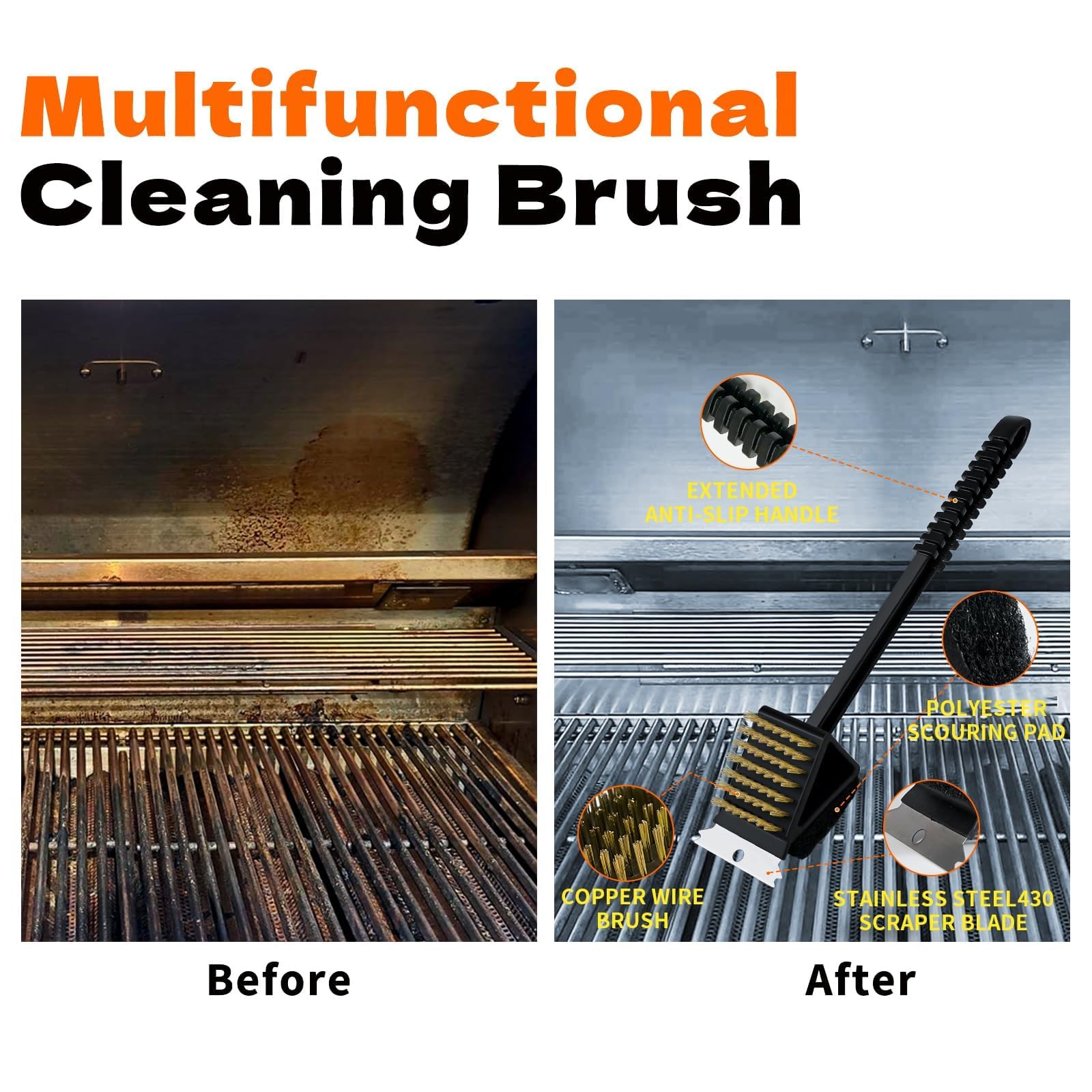Premium BBQ Mop & Grill Brush Set - 10-Piece Stainless Steel Outdoor Grilling Tools Kit for Backyard, Camping & Tailgating | Heavy-Duty Basting Brush, Scraper & Cleaning Accessories