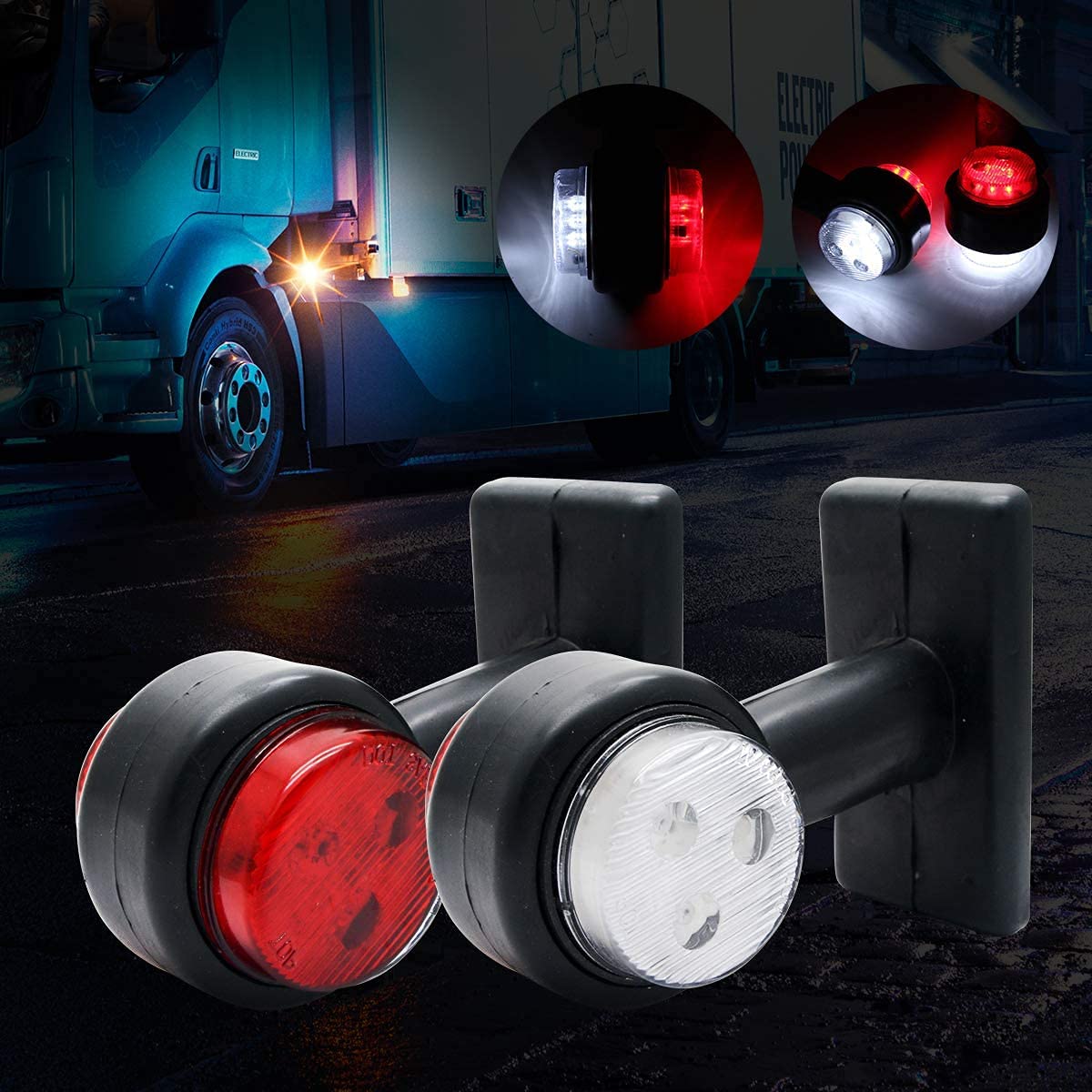 TOTMOX 2Pcs Side Rubber LED Marker Lights for Trailers, Trucks & Campers - 12-24V Waterproof & Durable - Perfect for Night Driving Safety & Vehicle Visibility