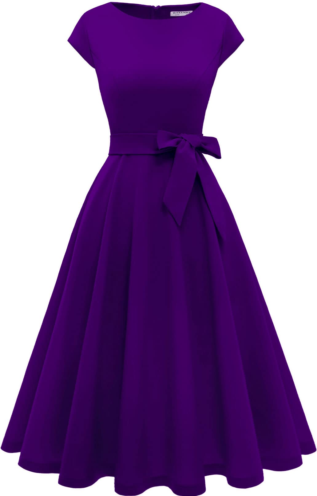 Elegant Wellnice Women's Vintage Cocktail Dress - A-Line Formal Wedding Guest & Prom Dress for Special Occasions | Perfect for Evening Parties, Bridal Showers & Black Tie Events