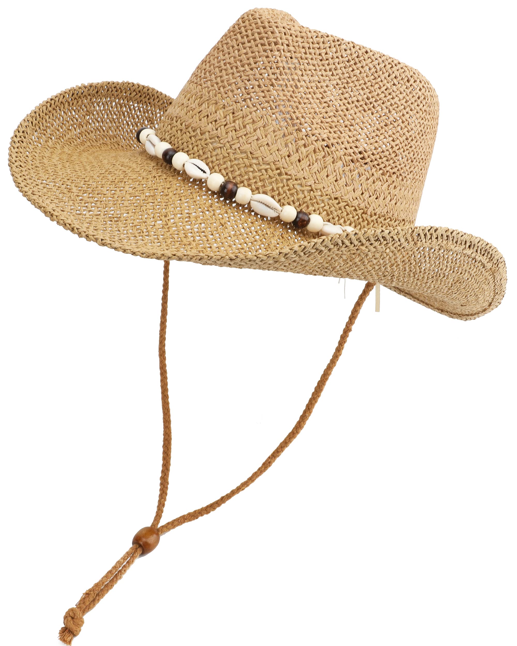 Cowboy Hat for Women & Men - Western Cowgirl Sun Straw Hat with Color Options - Perfect for Rodeo, Country Music Festivals & Outdoor Adventures