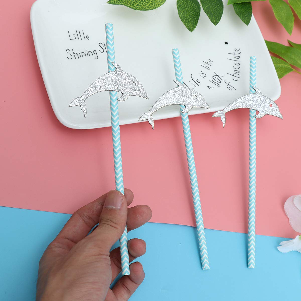 12-Pack Dolphin-Shaped Party Straws - Fun & Creative Drinking Straws for Christmas, Banquets & Celebrations - Perfect for Holiday Decorations, Birthday Parties & Special Events