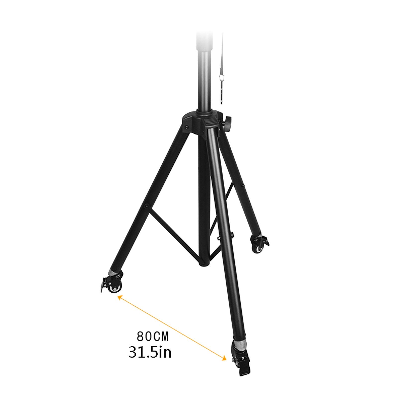 Adjustable Height Projector Mount Stand with Tray - Multifunctional DJ & Laptop Tripod, Foldable Notebook Computer Stand, Black Ceiling Mount (Brass Color) - Perfect for Home Theater, Office Presentations & DJ Equipment Setup