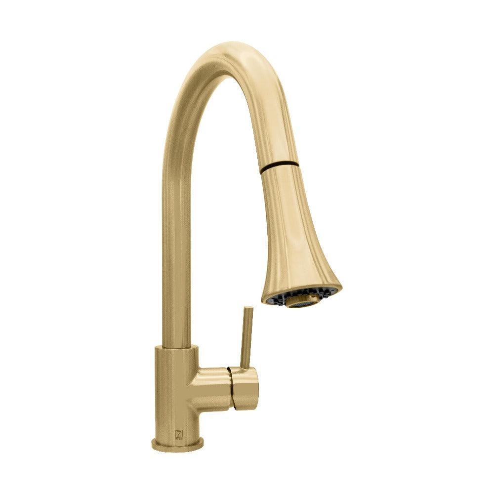 ZLINE Edison Pull Down Single Handle Kitchen Faucet in Champagne Bronze - Modern Commercial Style for Sink, Dishwashing & Food Prep (EDS KF CB)