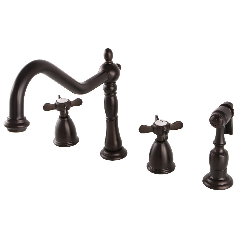 Kingston Brass KB1792BEXBS Essex Widespread Kitchen Faucet with Brass Sprayer - Premium Pull-Down Sprayer for Modern Farmhouse & Commercial Kitchens
