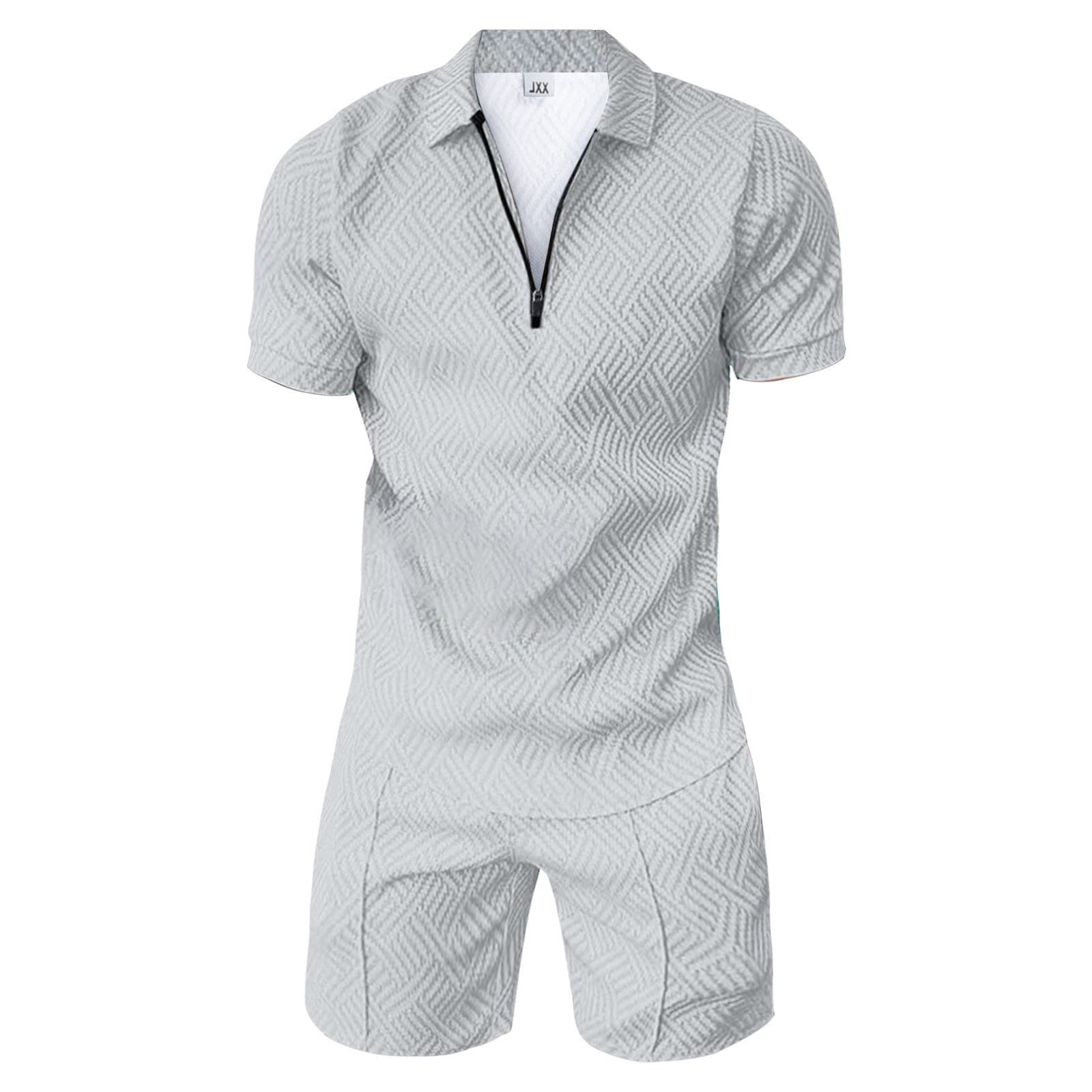 Wouke Men's 2-Piece Activewear Set - Short Sleeve Polo Shirt & Running Shorts for Gym, Jogging, Fitness & Sports | Breathable Workout Outfit for Summer Exercise & Casual Wear