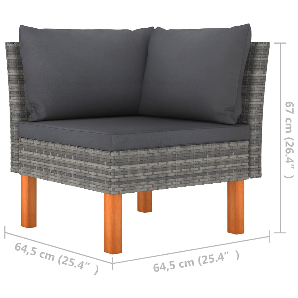 Poly Rattan Wicker Outdoor Sofa with Removable Cushions - Lightweight Garden Furniture Set with Solid Eucalyptus Wood Legs - Perfect for Patio, Backyard, and Poolside Relaxation