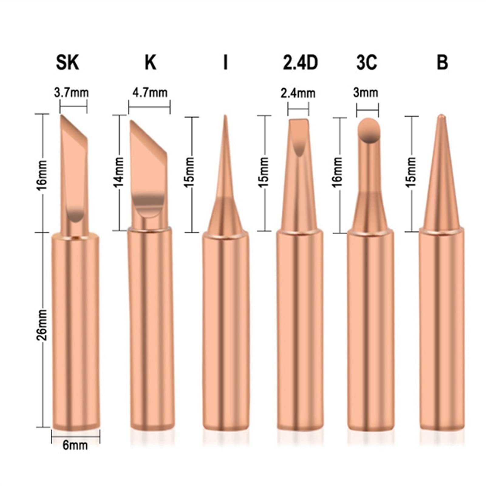 900M-T Soldering Iron Tips 5Pcs - Pure Copper Welding Head Set for Lead-Free Soldering | Easy Replacement Tips for Electric Soldering Irons | Perfect for Electronics Repair, DIY Projects & Circuit Board Work