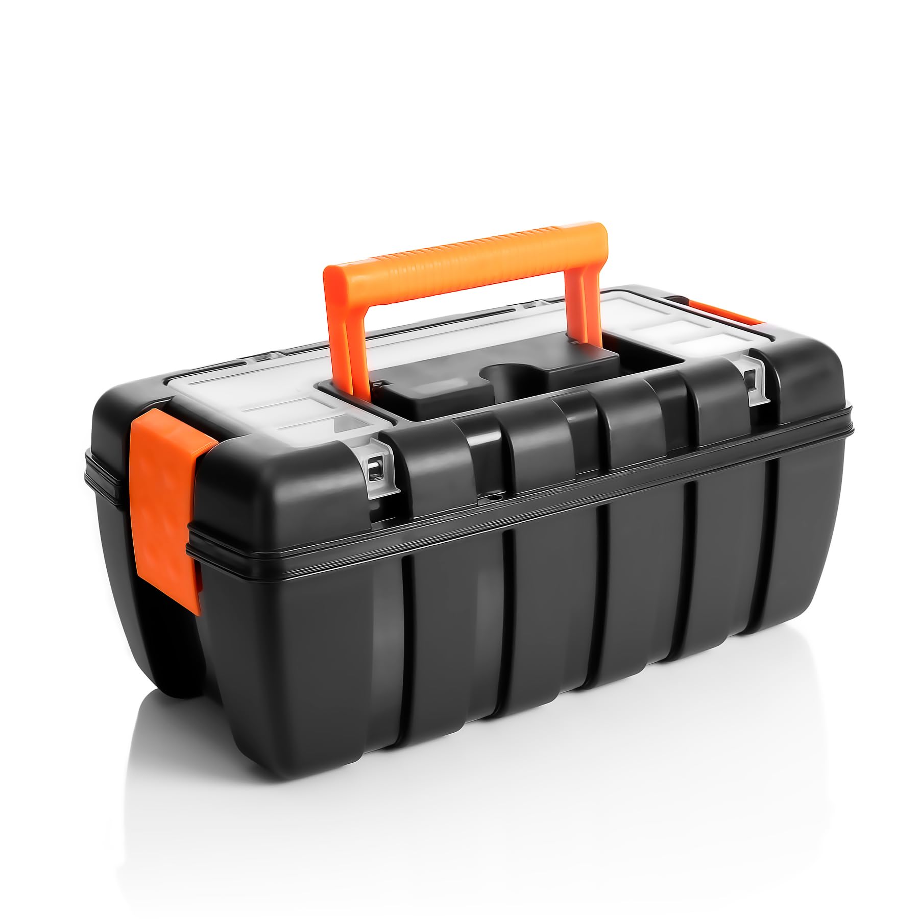BigDean Empty Toolbox - Heavy-Duty Plastic - 37x20x16cm - Tool Storage Case with Inner Compartments & Small Parts Organizer - Toolbox for Home & Professional Use - Perfect for DIY, Auto Repair, and Construction Worksites