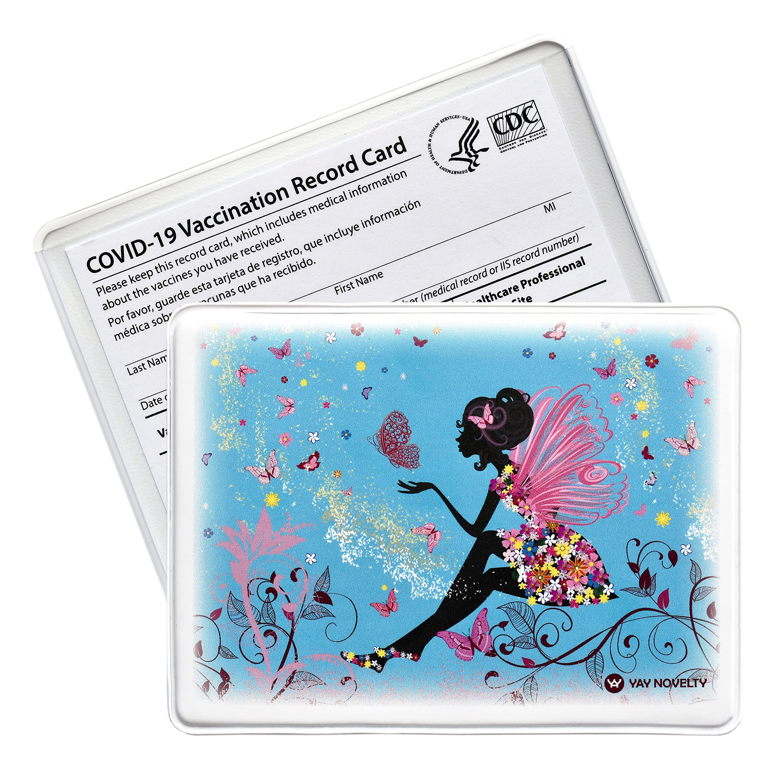 Vaccination Card Holder Protector Sleeve Pouch - USA Made Vaccine Card Case & Badge Holder - Perfect for Travel, Medical Records, and ID Storage - Butterfly Princess Design