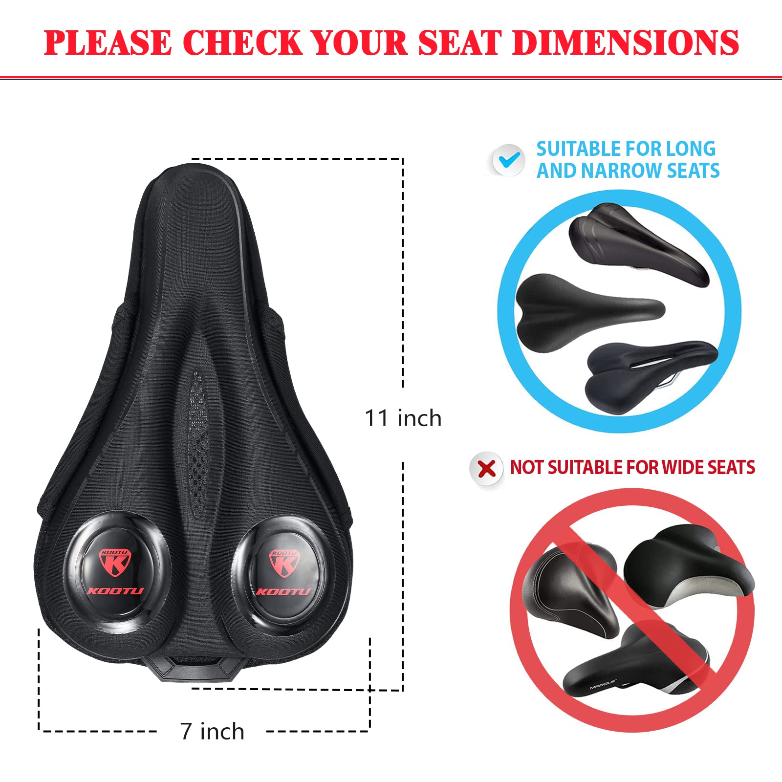 SAVADECK Gel Bike Seat Cushion - Extra Soft Padded Bicycle Saddle for Men & Women - Universal Fit for Peloton, Road & Mountain Bikes - Comfortable Narrow Seat Cover for Long Rides & Indoor Cycling Workouts