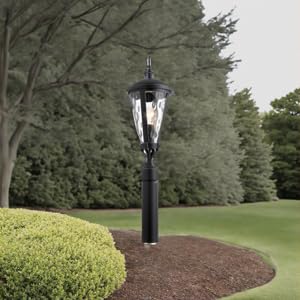 Kichler 49237BSL Cresleigh Outdoor Post Light - 1-Light 100W Black with Silver Highlights - Perfect for Porch, Patio, Garden & Pathway Lighting