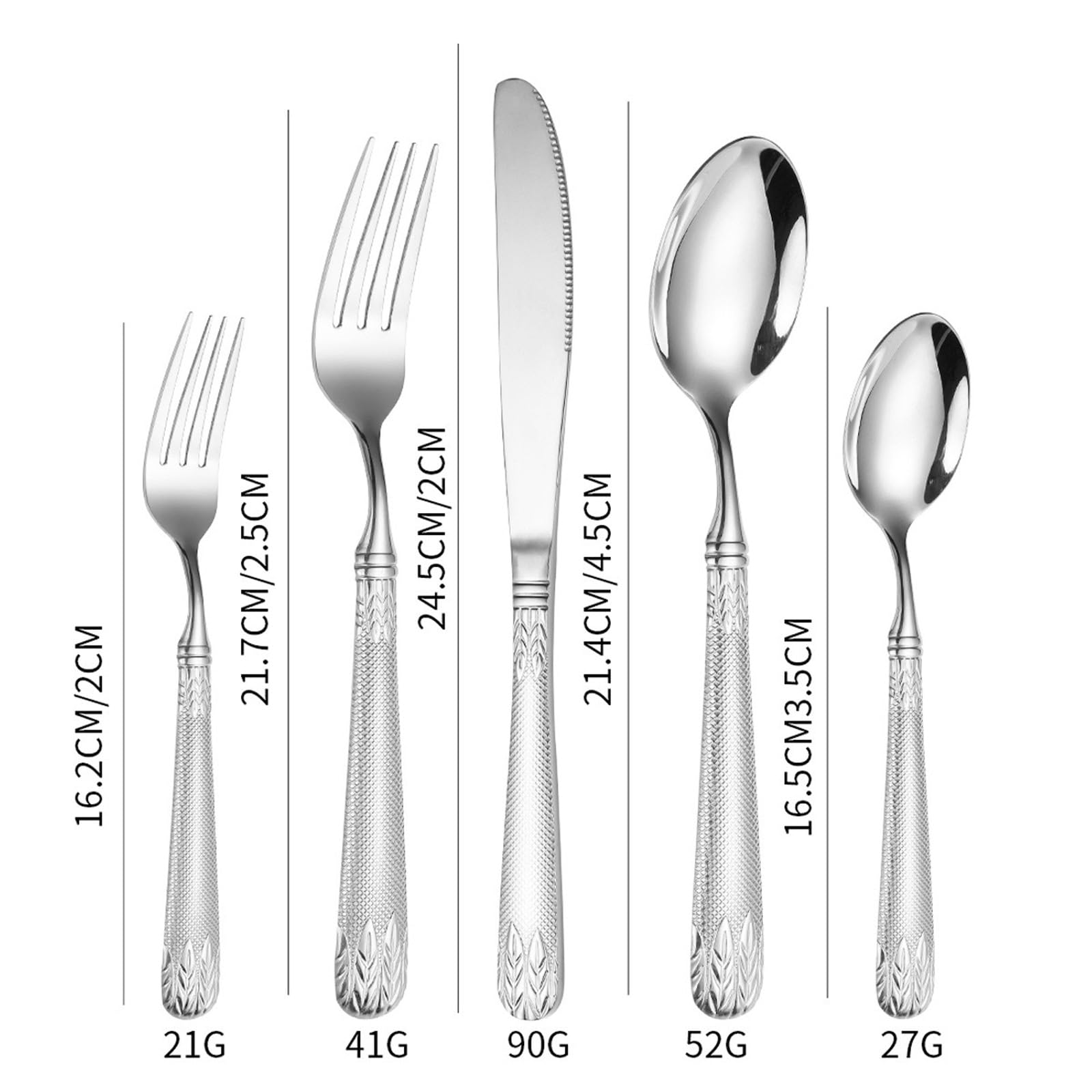 24-Piece Stainless Steel Flatware Set for 6 - Vintage Wheat Ears Embossed Silverware Set with Spoons, Forks & Knives | Dishwasher Safe Kitchen Cutlery | Elegant Dining & Entertaining Tableware (1810 Stainless Steel, Silver)