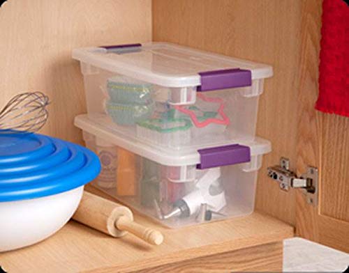 Sterilite 6 Quart ClearView Latch Storage Boxes - 12 Pack Stackable Plastic Bins with Secure Lids for Shoe Organization, Home Closet Storage & Pantry Organization - Clear Durable Containers for Bedroom, Garage & Office Use